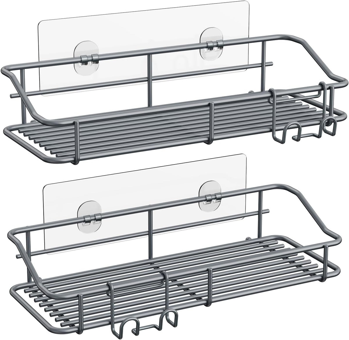Nieifi Shower Caddy Shelf with Hooks Storage Rack Organizer Adhesive Stainless Steel Without