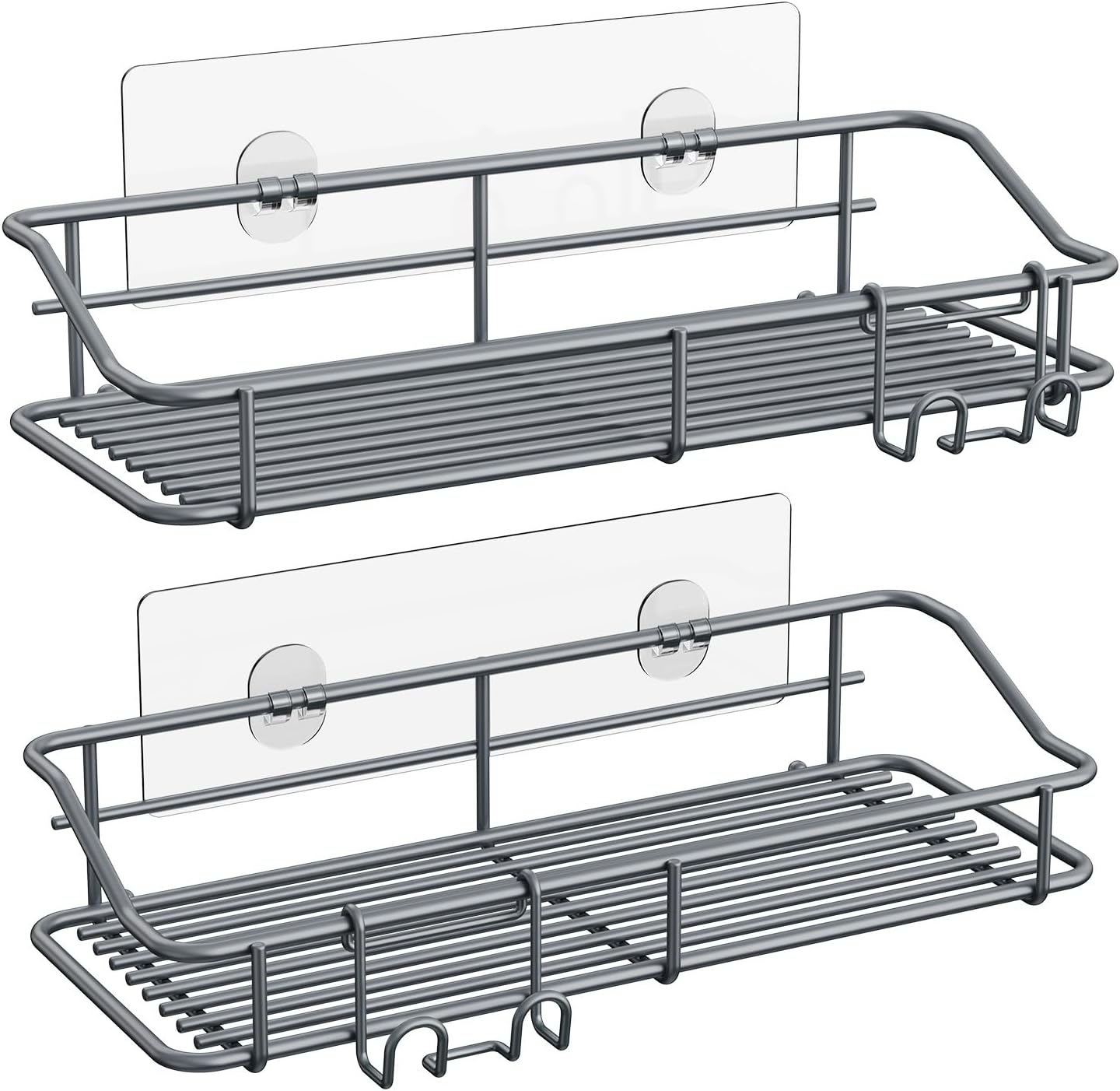 Nieifi Shower Caddy Shelf with Hooks Storage Rack Organizer Adhesive Stainless Steel Without
