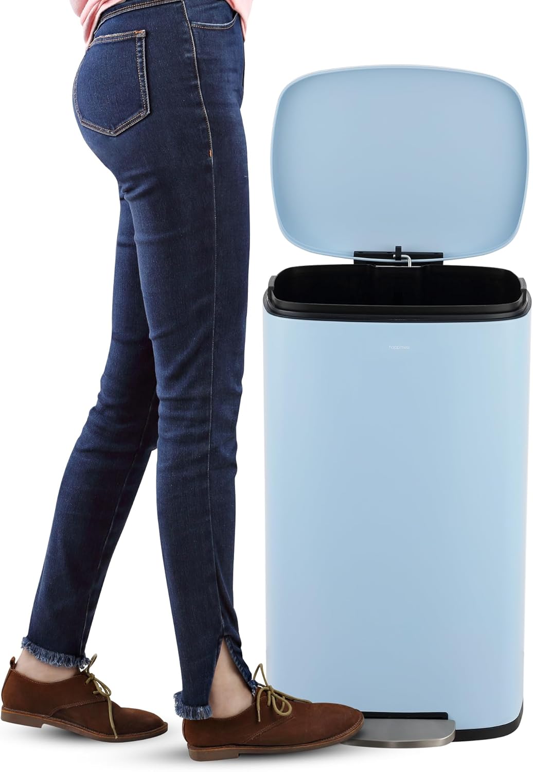 happimess HPM1011G Curtis 8-Gallon Step-Open Trash Can, Fingerprint Resistant, Modern, Minimalistic