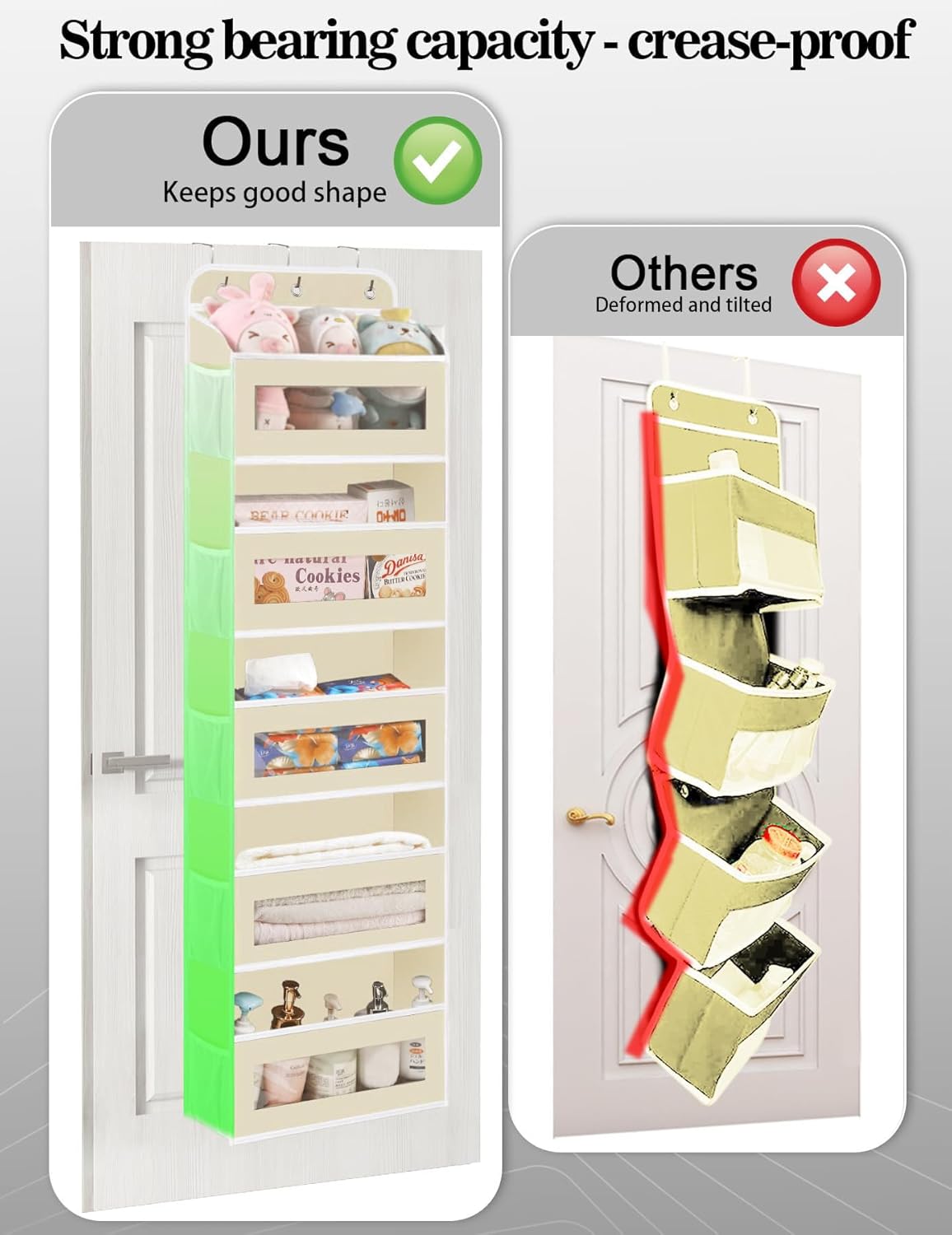 Over The Door Organizer, 5 Shelves Closet Door Hanging Organizer with 10 Mesh Pockets, Nursery