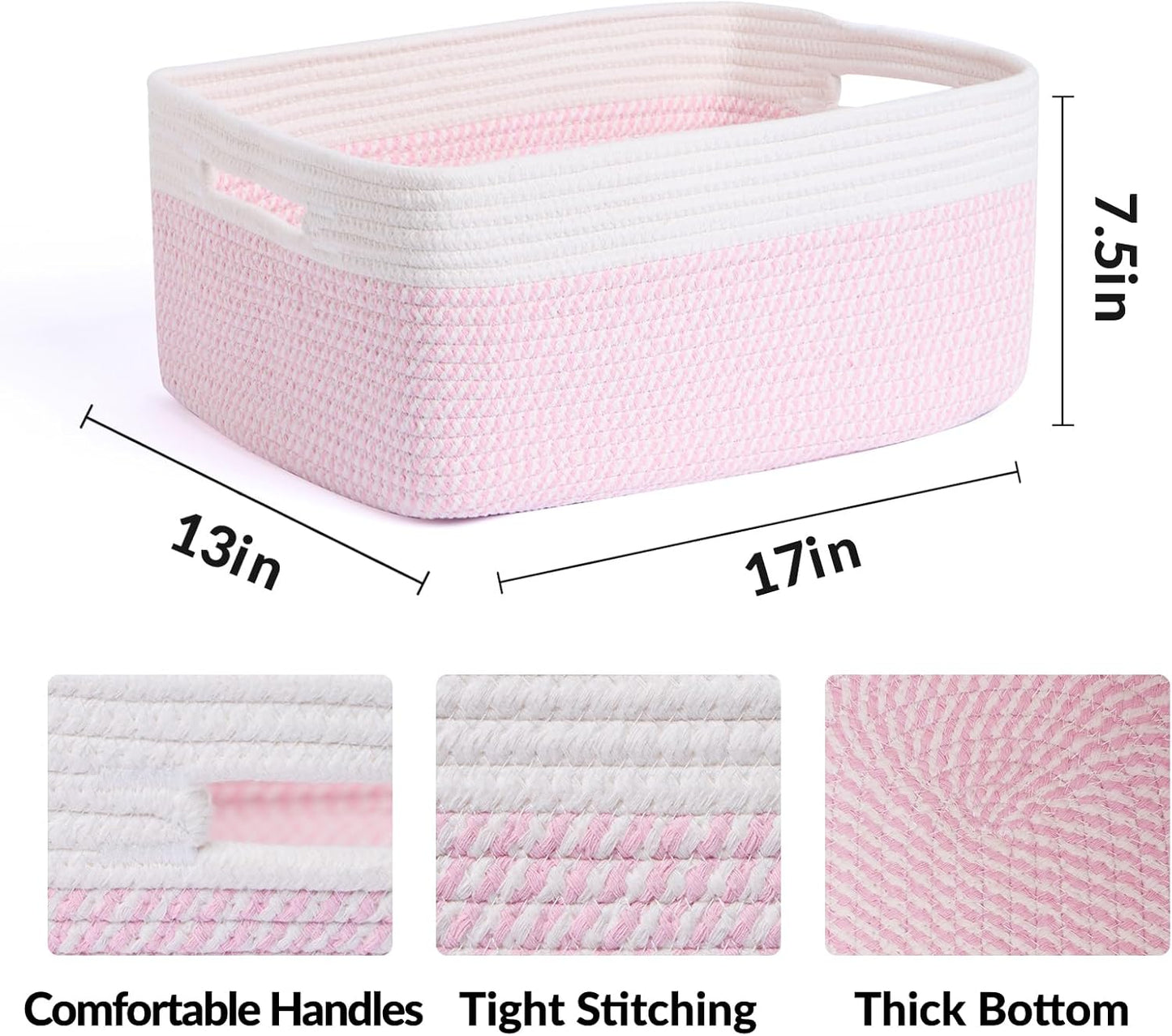 Large Storage Baskets for Shelves, Closet Organizers Bins for Clothes Blanket Towels, Baby Nursery