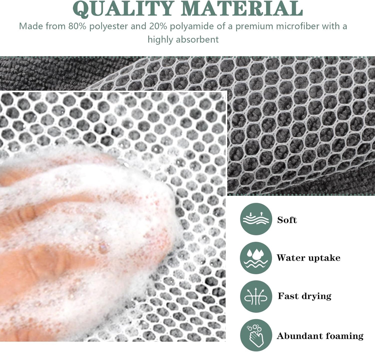 SINLAND Microfiber Dish Cloth for Washing Dishes Dish Washing Rags Best Kitchen Washcloth Cleaning