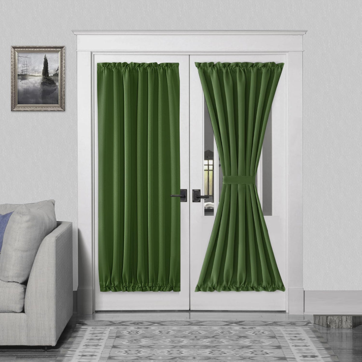 DWCN French Door Curtains – Rod Pocket Thermal Blackout Curtain for Doors with Glass Window