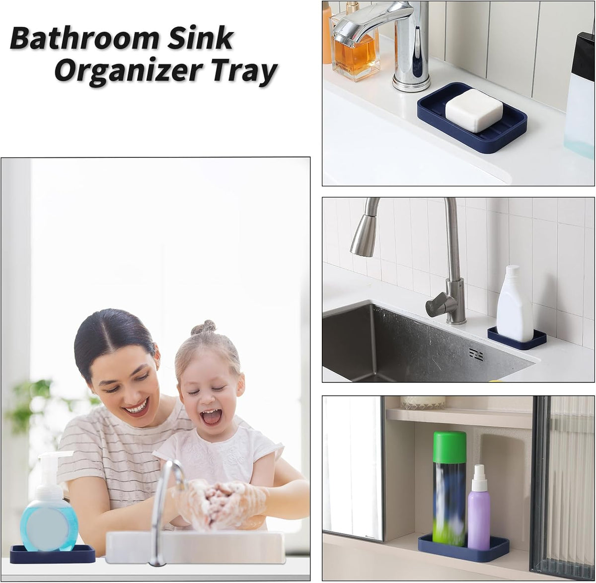Silicone Kitchen Sink Organizer Tray for Multiple Usage,Easy Clean Sponges Holder for Kitchen