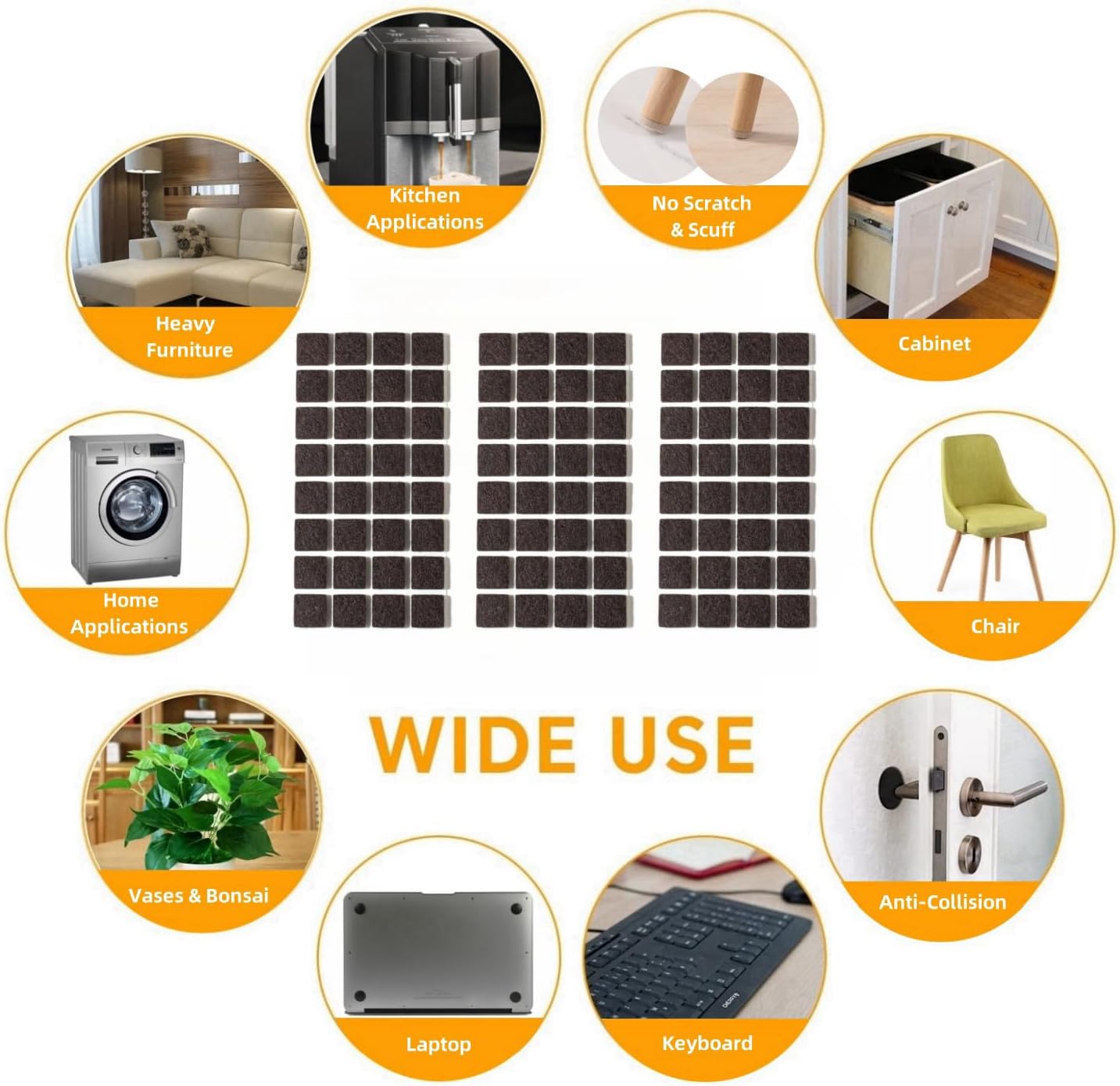 Furnigear Felt Furniture Pads for Hardwood Floors - Self Adhesive Chair Felt Pad, Floor Protector