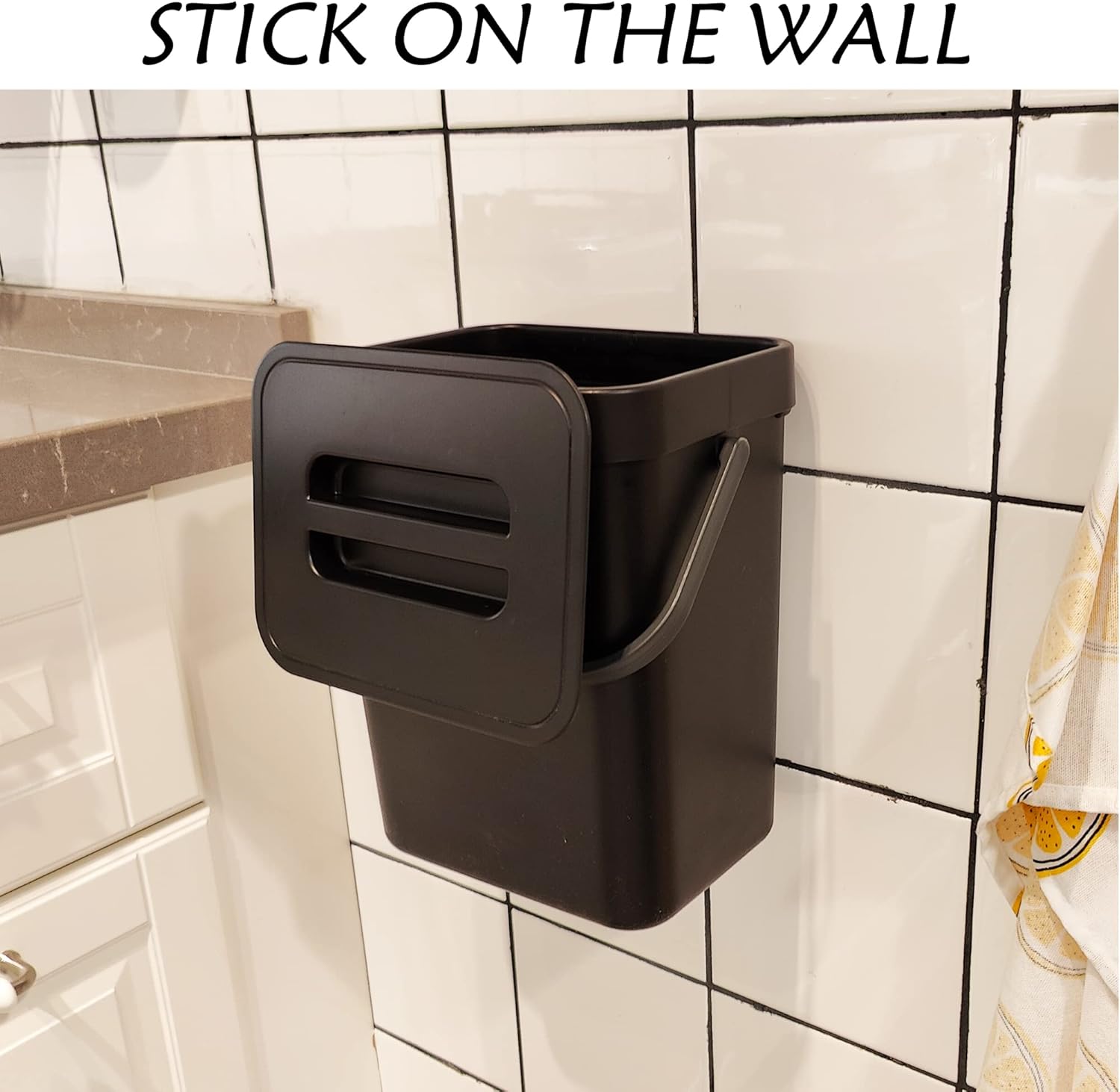 stonespace Kitchen Compost Bin for Countertop, Hanging Small Trash Can with Lid Under Sink for
