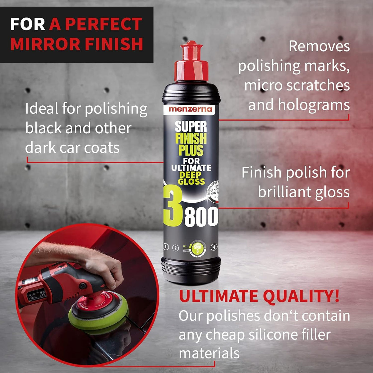 menzerna “Super Finish Plus 3800” I Deep Gloss Polish for a Perfect Mirror Finish I Polishing