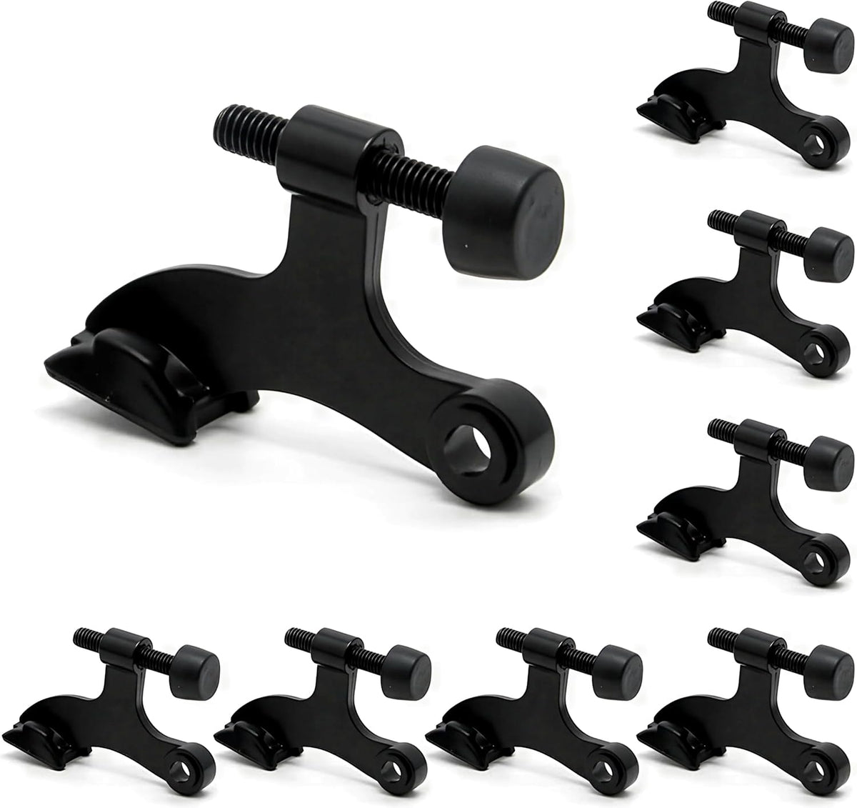 8 Pack Hinge Pin Black Door Stopper, Adjustable Heavy Duty Hinge Pin Door Stop with Black Rubber