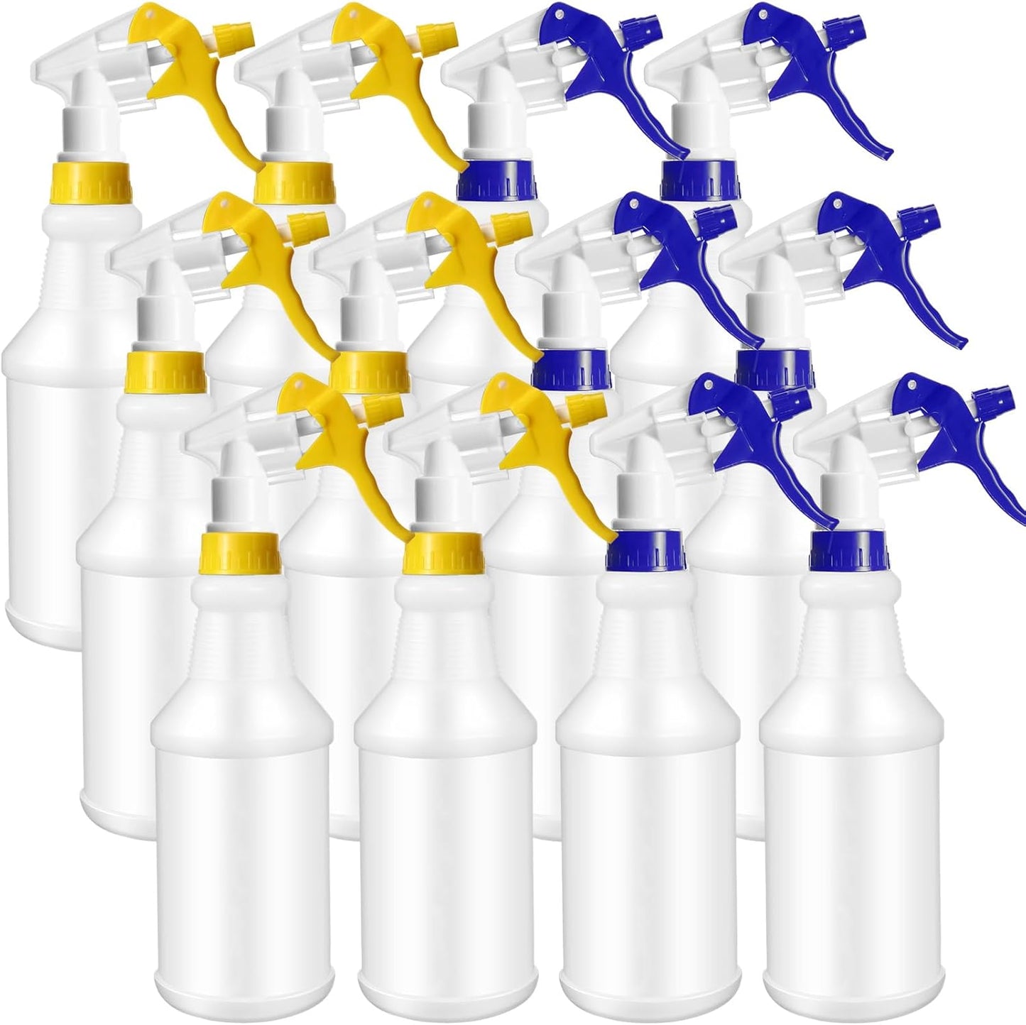 Eccliy 12 Pcs 16 Oz Plastic Spray Bottle, Adjustable Empty Reusable Sprayer for Cleaning, Planting