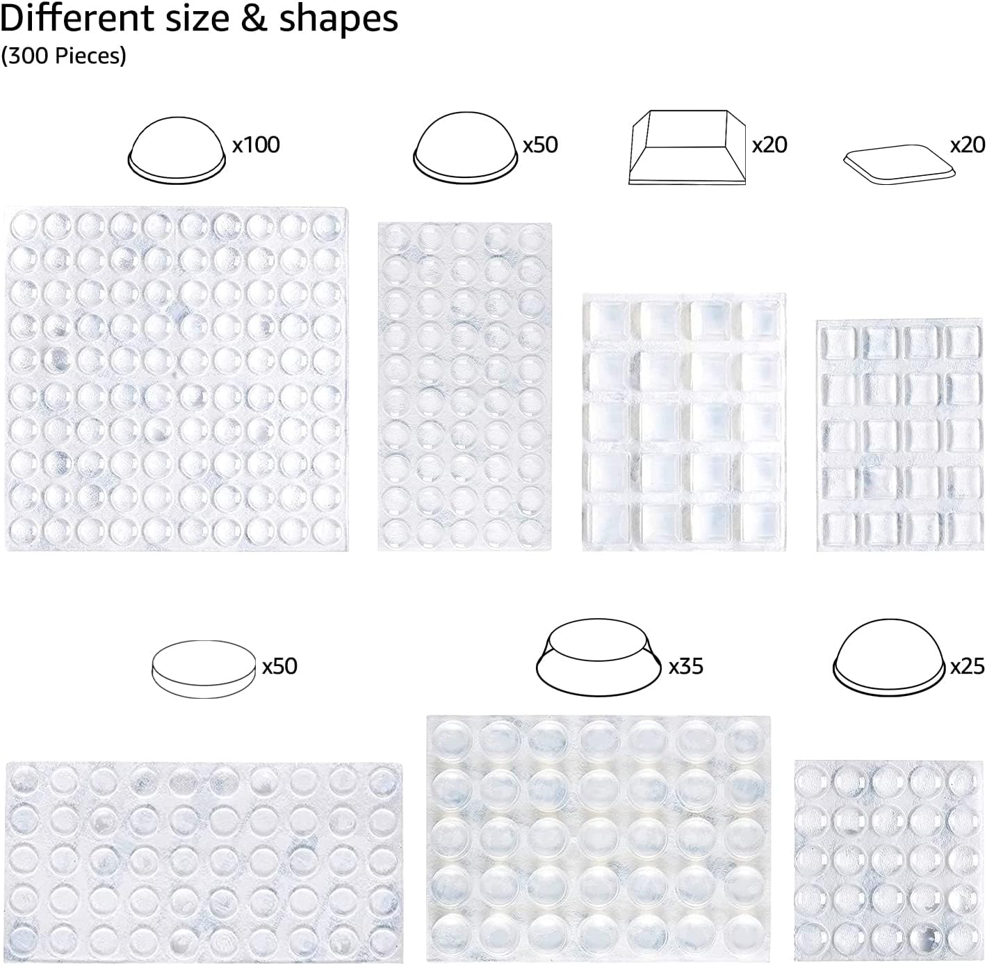 Amazon Basics Cabinet Door Bumper, Clear Self Adhesive Bumpers Pads for Surface Protection and