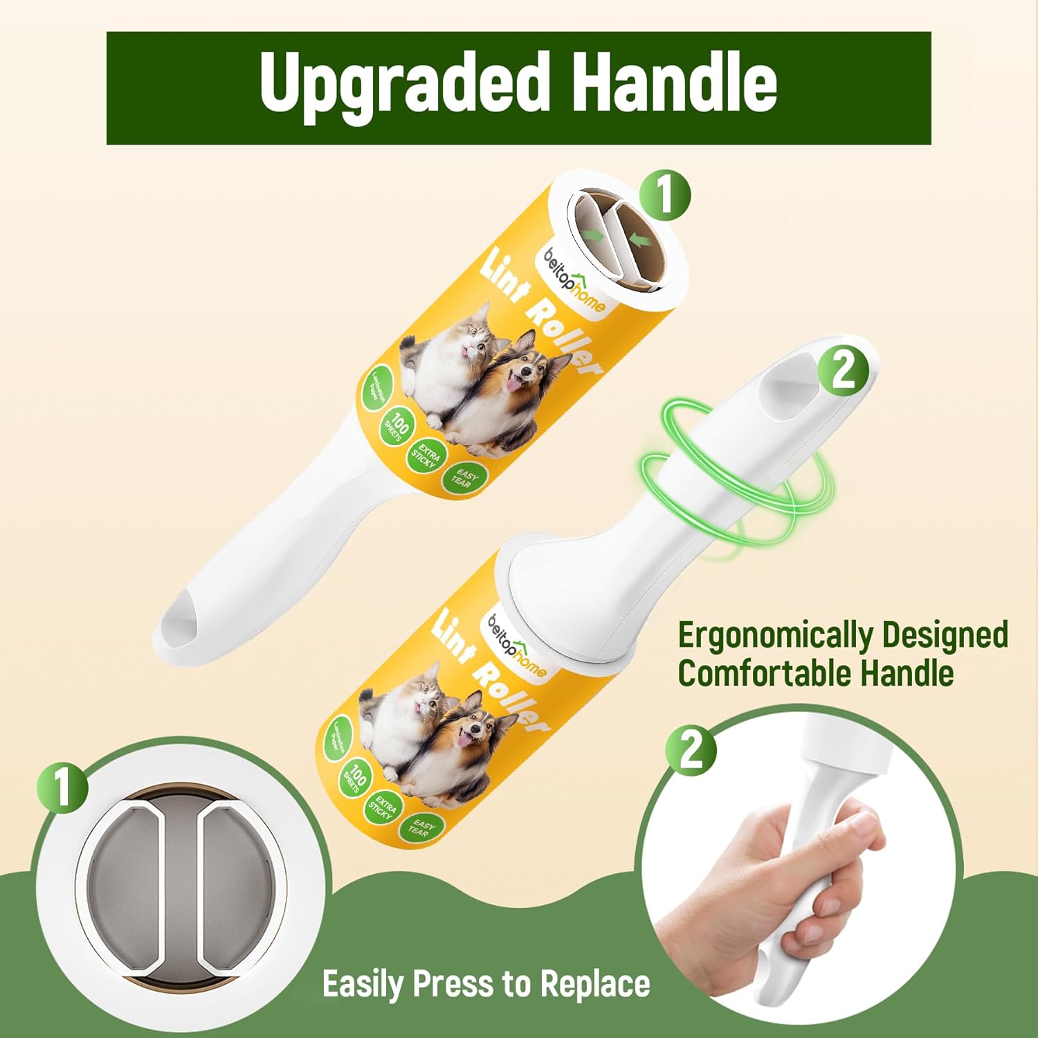 Lint Roller for Pet Hair Extra Sticky, 800 Sheets with 4 Durable Handles and Strong Paper Refills