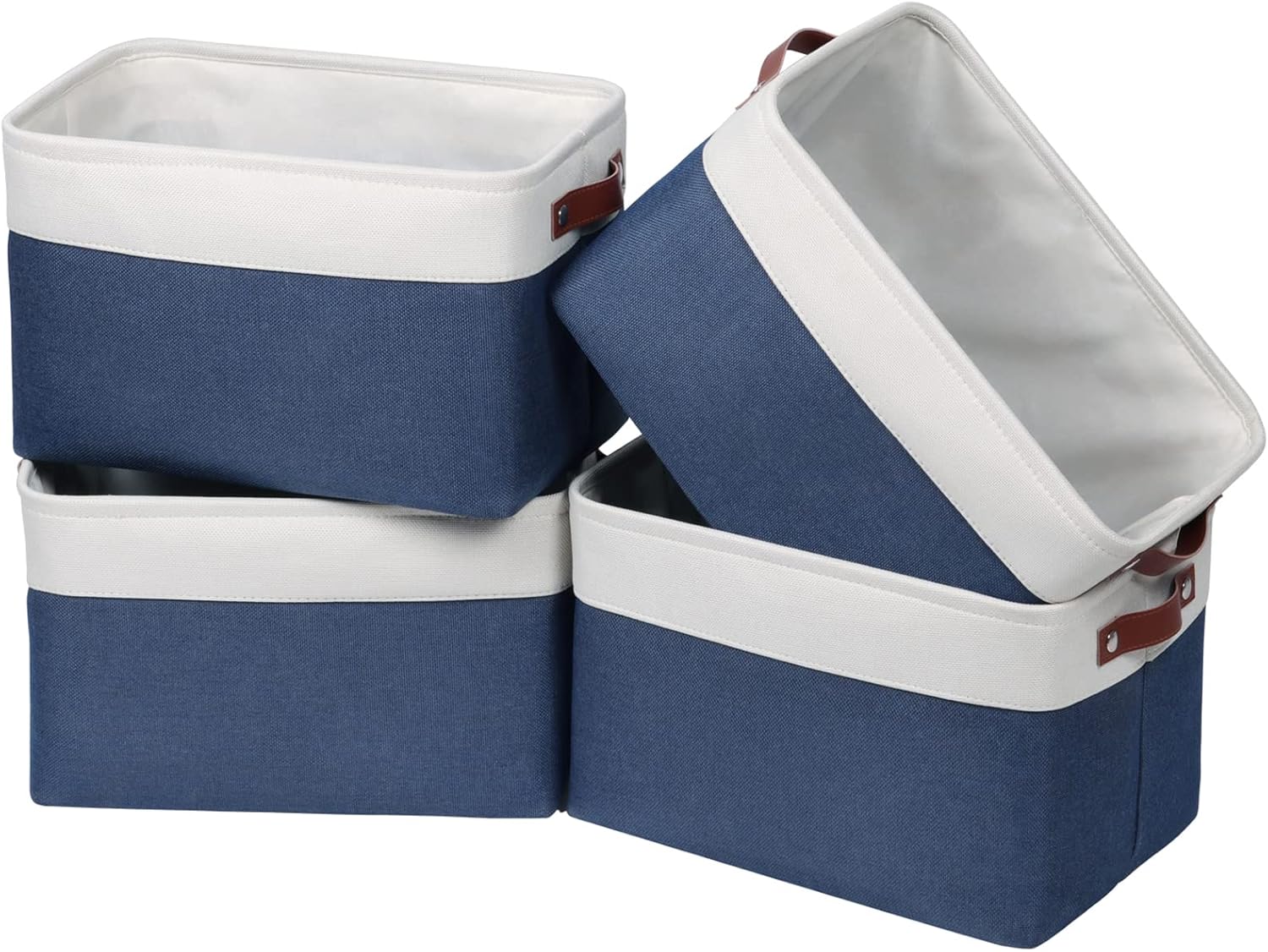 Univivi 4PC Large Storage Baskets Foldable Fabric Storage Bins for Closet Shelf for Organizing Blue