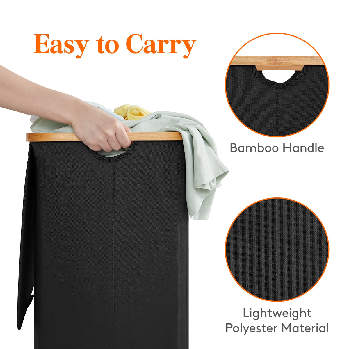 Lifewit 100L Laundry Basket with Lid, Clothes Hampers for Laundry with Bamboo Handles and 1