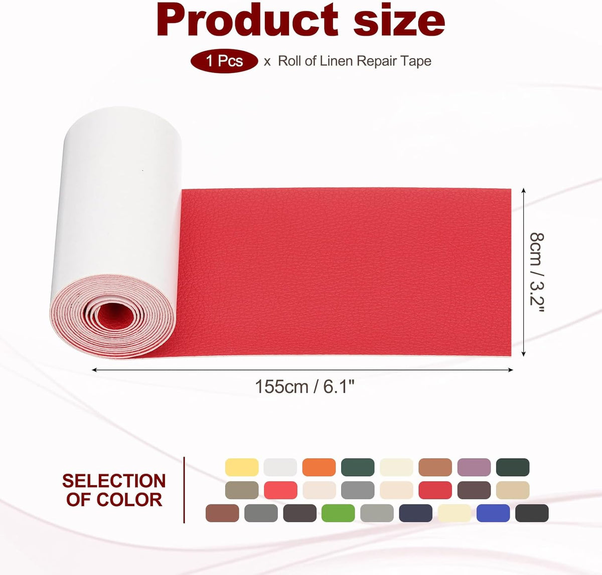 PATIKIL Leather Patches Tape for Furniture, 3.2 x 61 Inch Self Adhesive Vinyl Leather Repair Kit