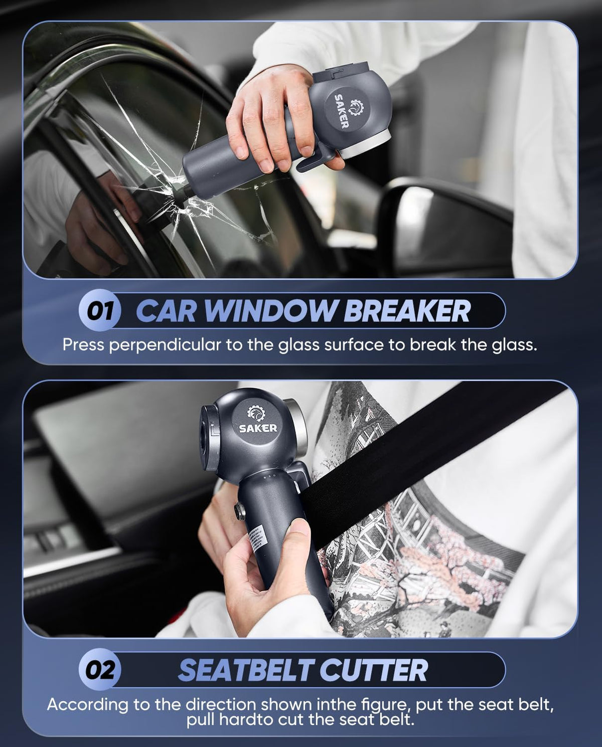 Saker 6 in 1 Car Vacuum Cleaner, 20000PA Handheld Vacuum Cordless Rechargeable 7800mAH with Type-C