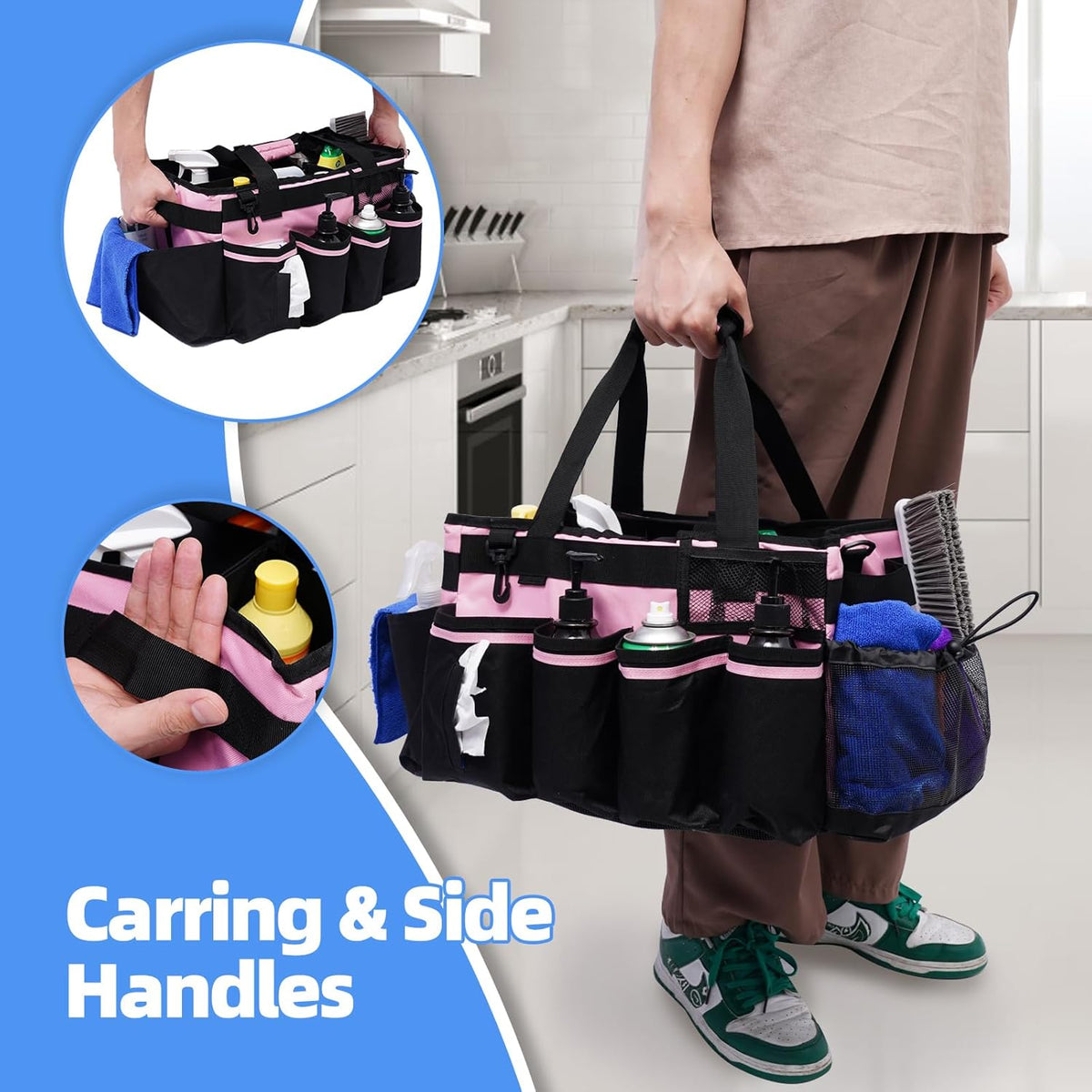 Large Cleaning Caddy, Professional Wearable Supplies Bag for Housekeepers, House Cleaners, and Car