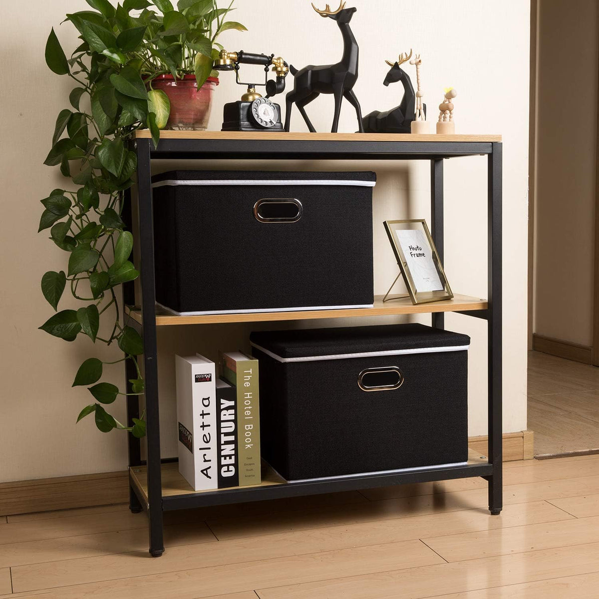 PRANDOM Large Foldable Storage Boxes with Lids [3-Pack] Fabric Collapsible Storage Bins Organizer