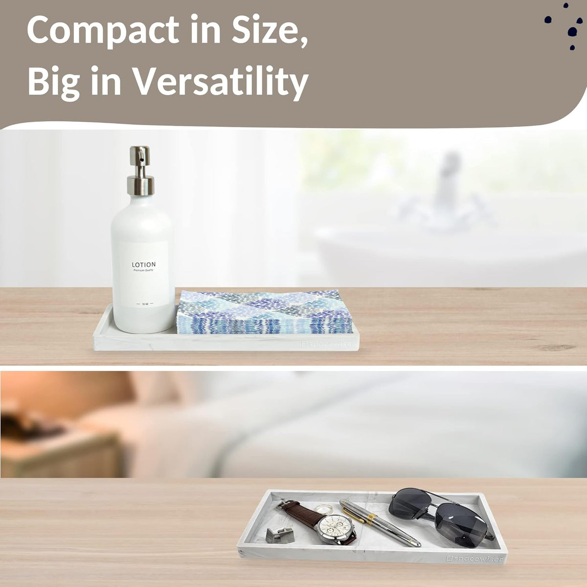 Countertop and Vanity Tray - 11.7" Silicone Bathroom Tray Countertop, Dish Soap Trays for Kitchen