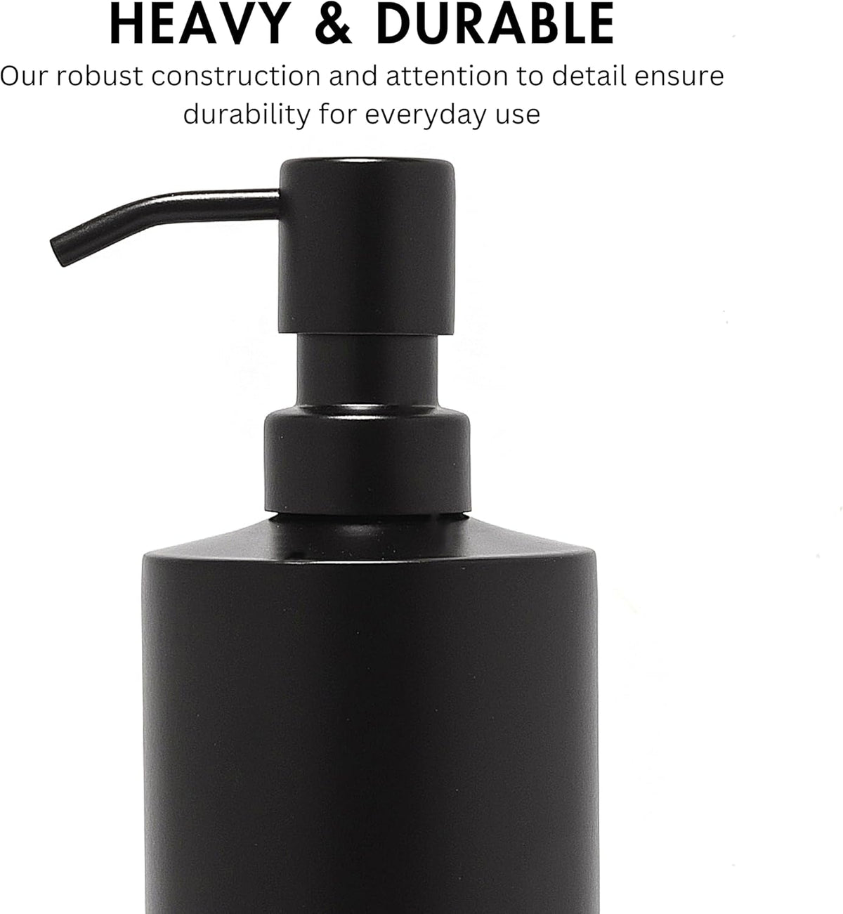 Black Soap Dispenser Stainless Steel for Bathroom and Kitchen Sink, 15oz Refillable Round Rustproof