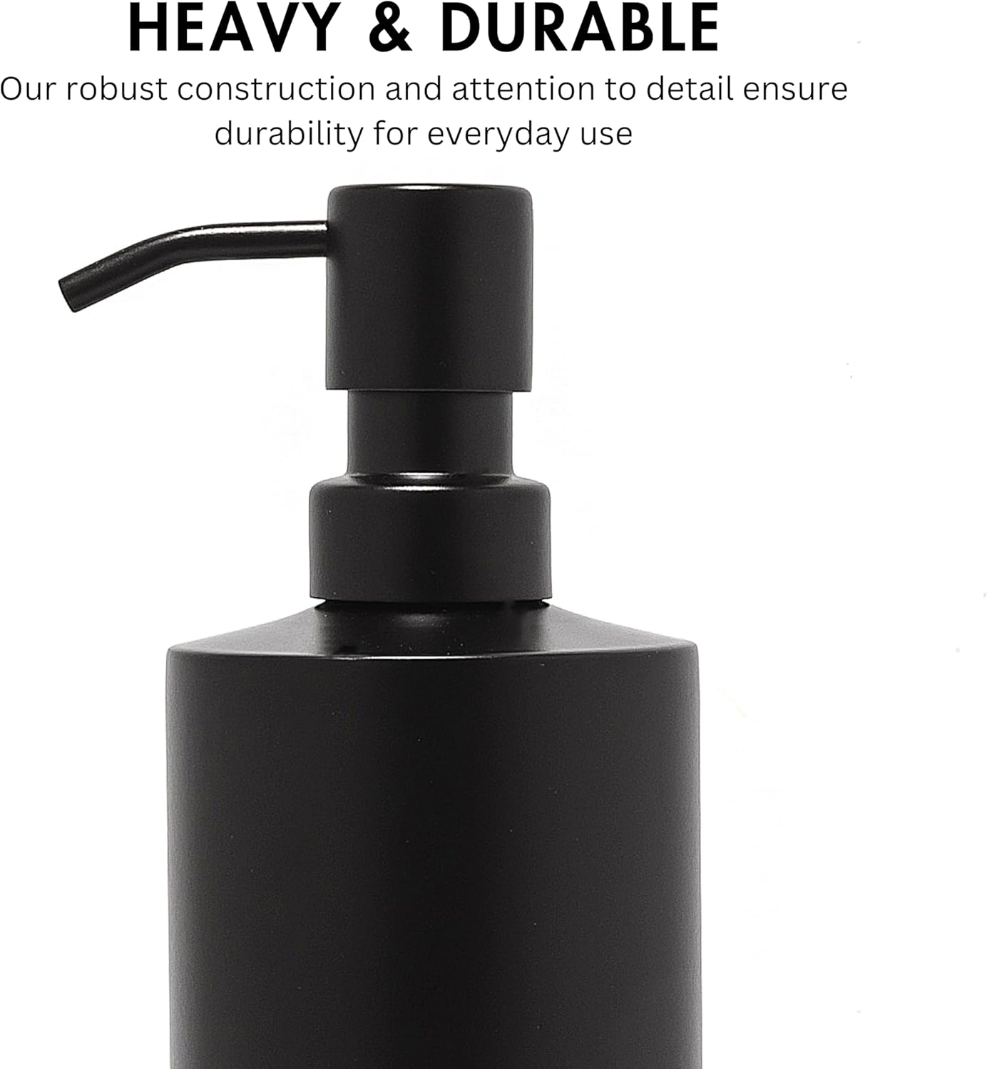 Black Soap Dispenser Stainless Steel for Bathroom and Kitchen Sink, 15oz Refillable Round Rustproof