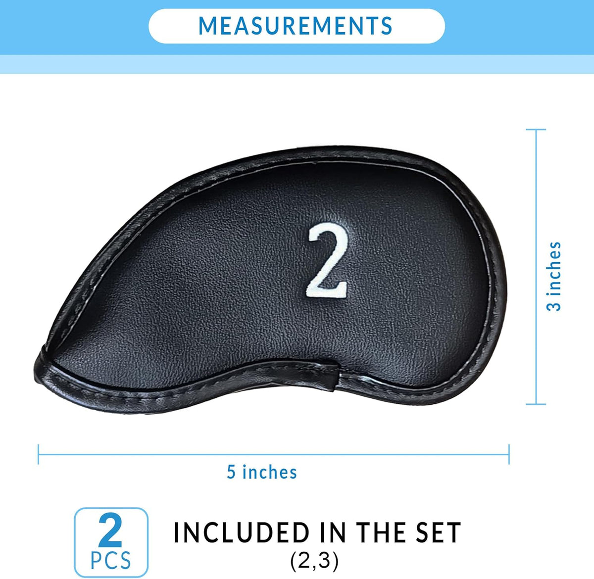 Premium Magnetic Leather Iron and Wedge Golf Club Head Covers | Set of 10 | Fits Most Clubs |