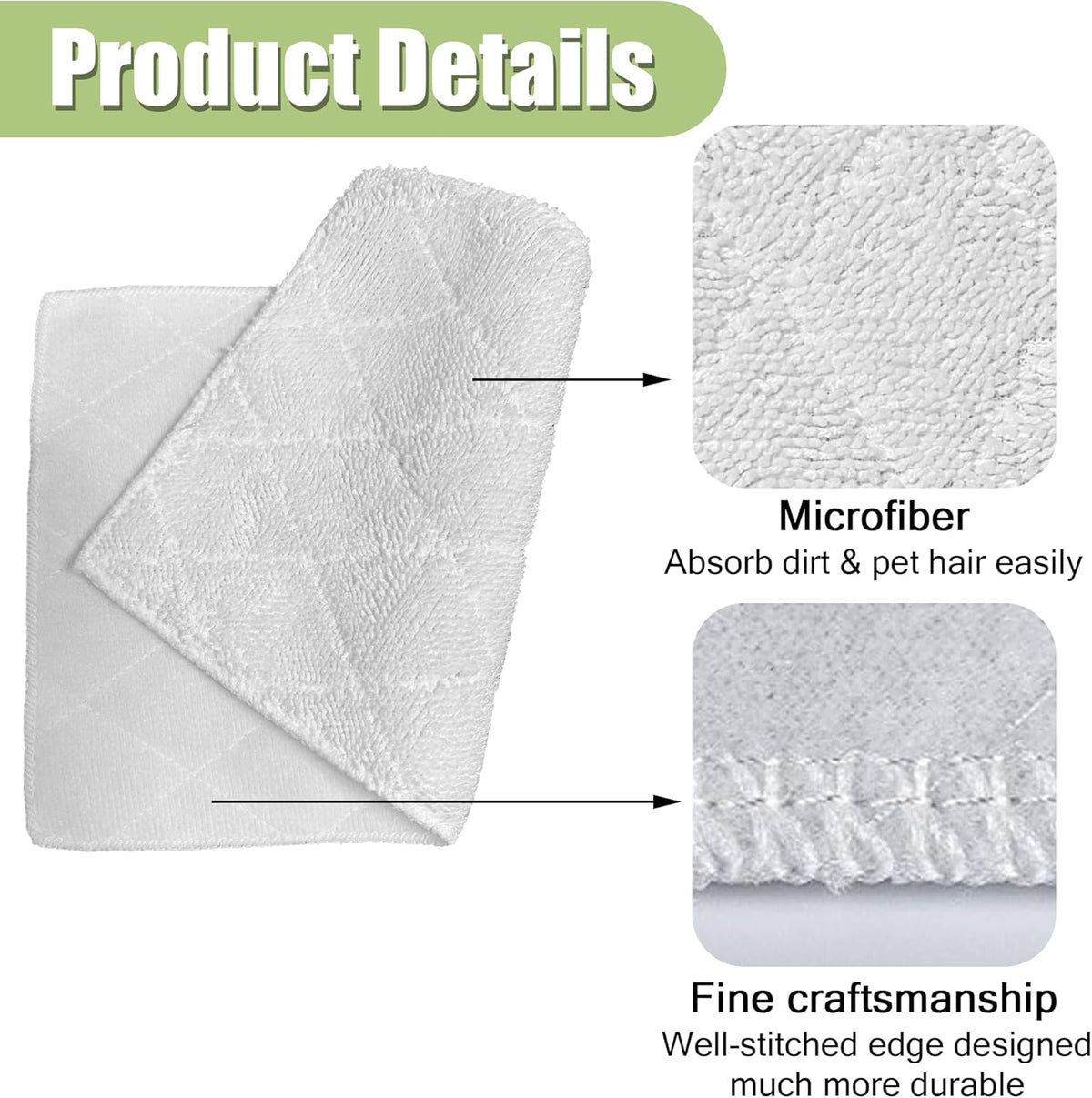 Light 'N' Easy Steam Mop Pads Replacement Reusable for S3601 S3101 S7326 7688ANB 7688ANW Floor