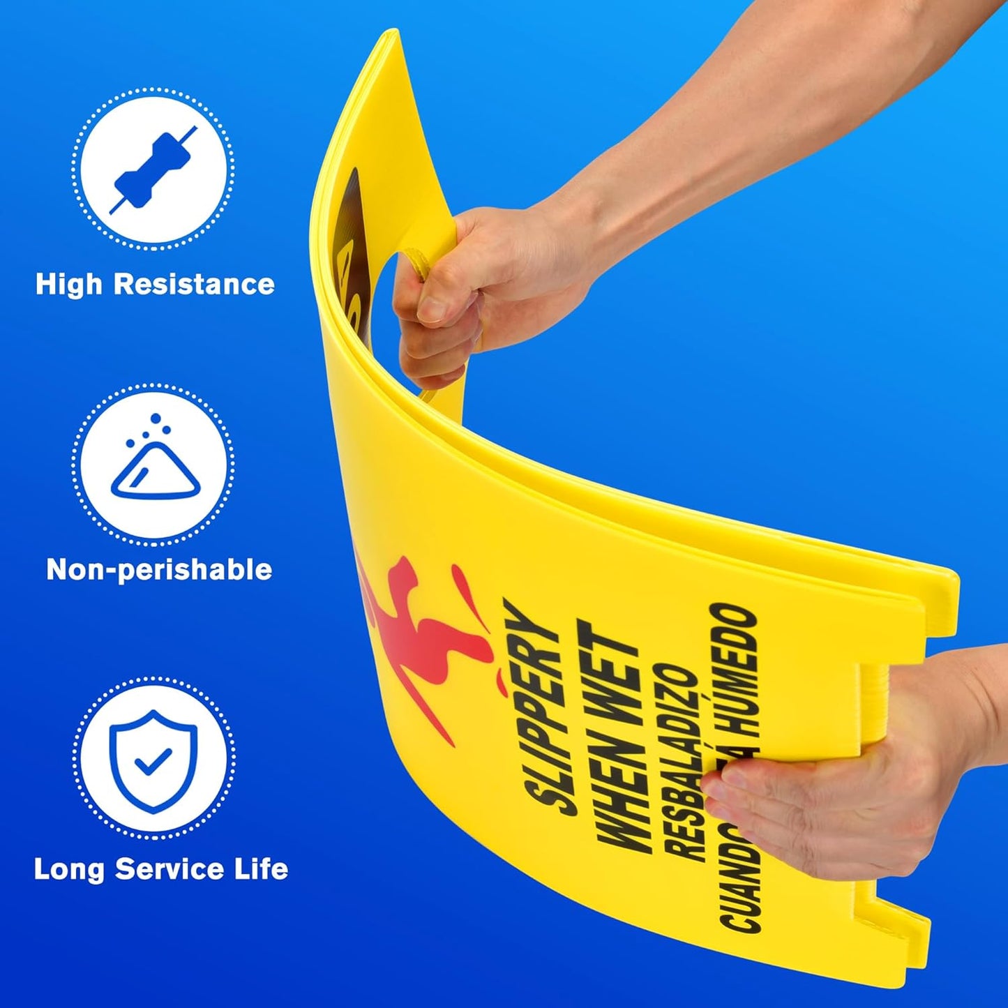 MATTHEW CLEANING 19'' 2 Pack,Industrial Wet Floor Sign 2-Sided Durable Corrugated Plastic Birght
