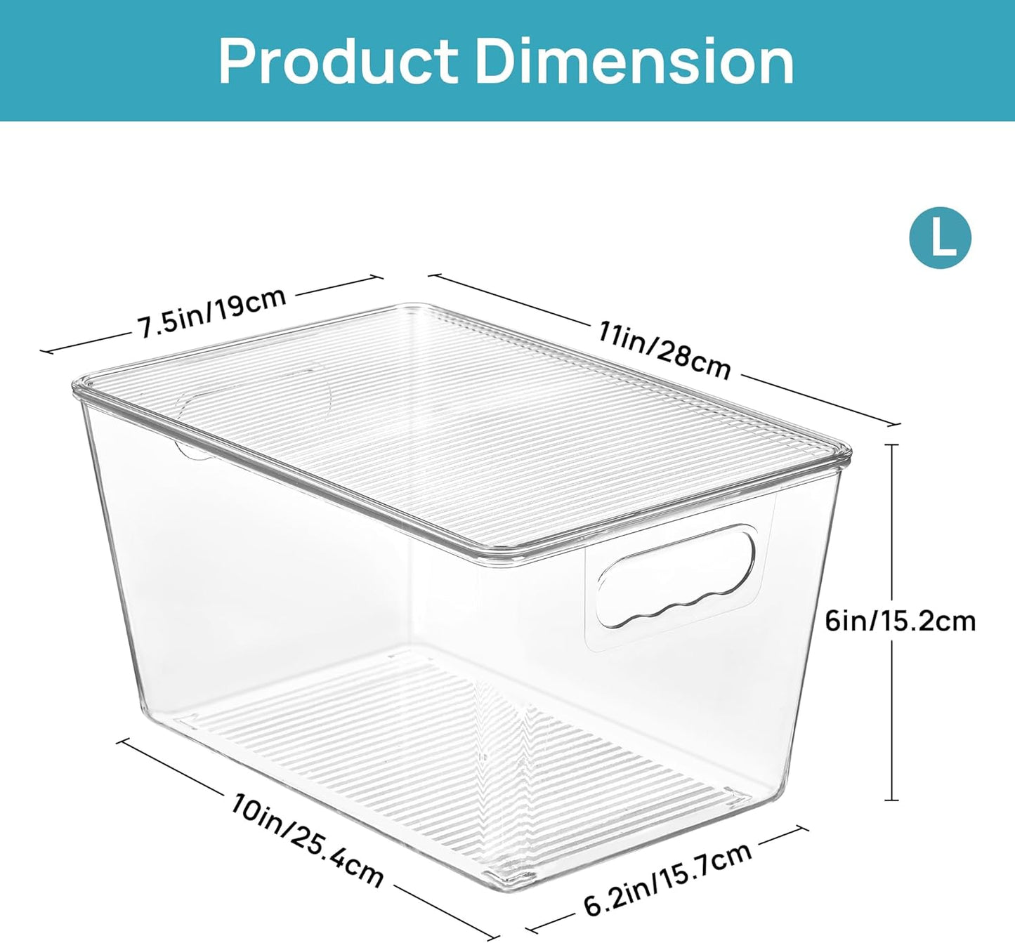Vtopmart 6 Pack Clear Stackable Storage Bins with Lids, Large Plastic Containers with Handle for