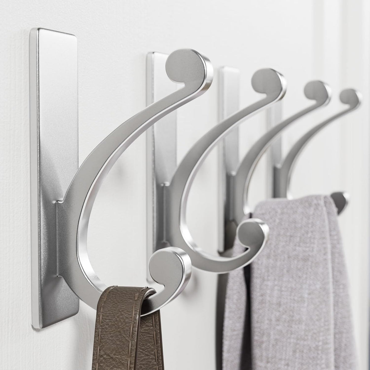 8-Pack Adhesive Wall Hook for Towel/Coat - Extra Sticky 10LB Stainless, Stick on Hanger for Bath or