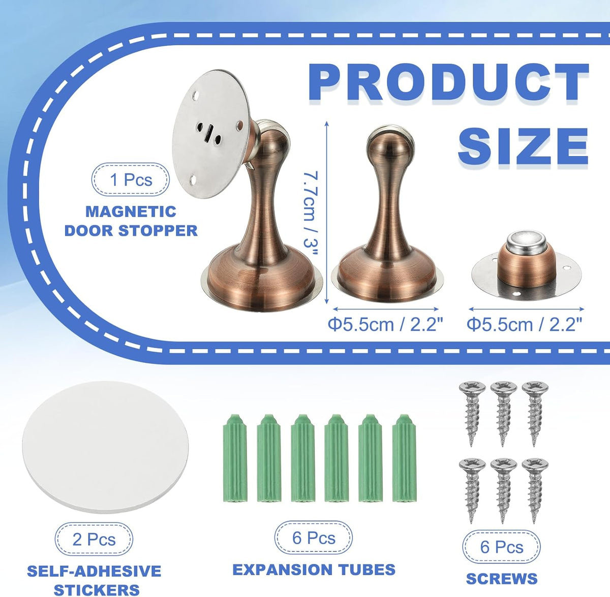 uxcell Magnetic Door Stopper, Stainless Steel Heavy Duty Door Holder, No Drilling Doors Knob Wall