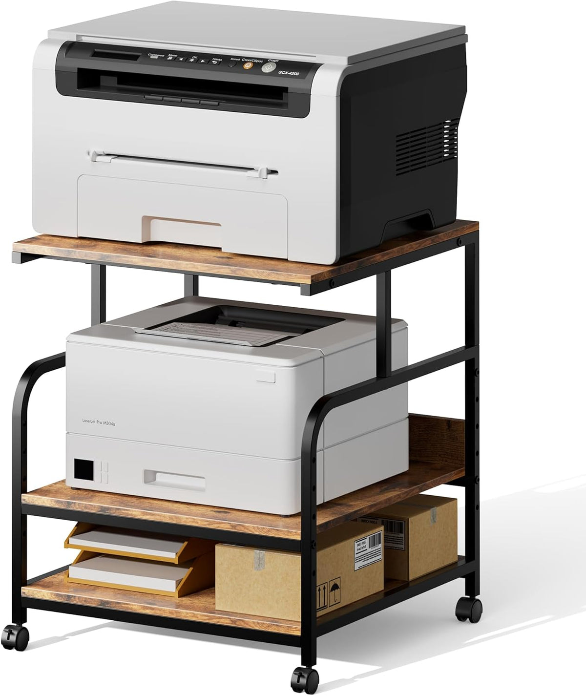Warmiehomy 24x24 inches Printer Stand with Adjustable Storage Shelf - Large Printer Table with