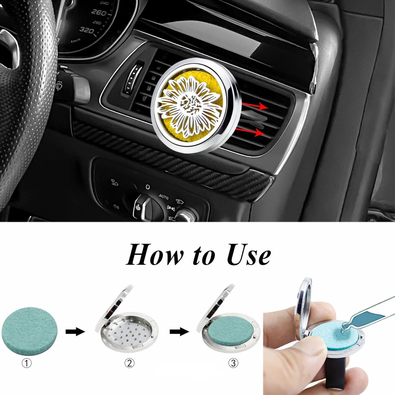 Sunflower Essential Oil Car Diffuser Vent Clips Car Diffuser Aromatherapy Vent Clip Air Freshener