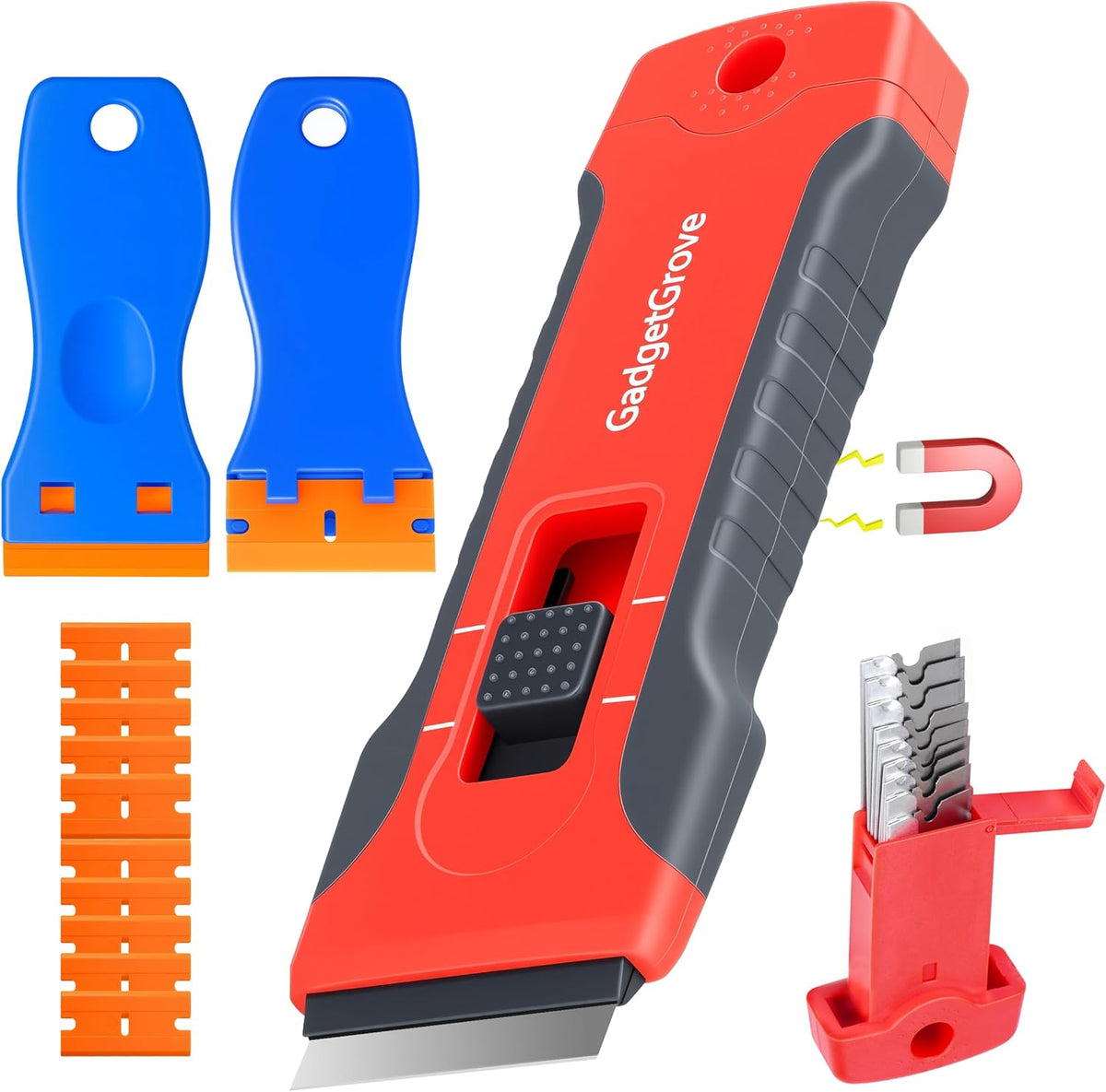 Upgraded Razor Blade Scraper with 2 Pcs Plastic Scraper, Scraper Tool for Cooktop, Oven, Stove