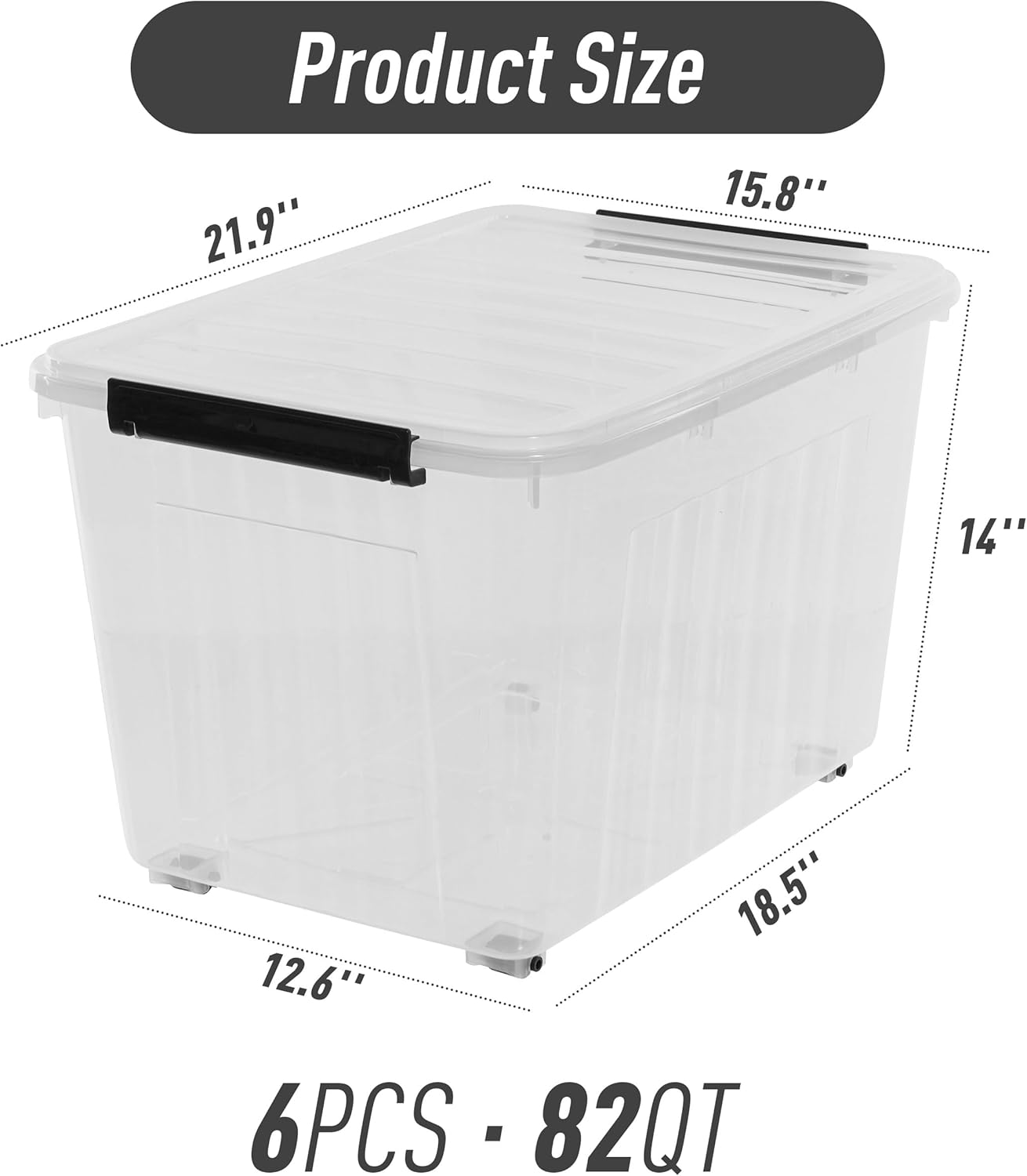 Citylife 82 QT Clear Plastic Storage Bins with Lids Stackable and Nestable Storage Boxes with Lids