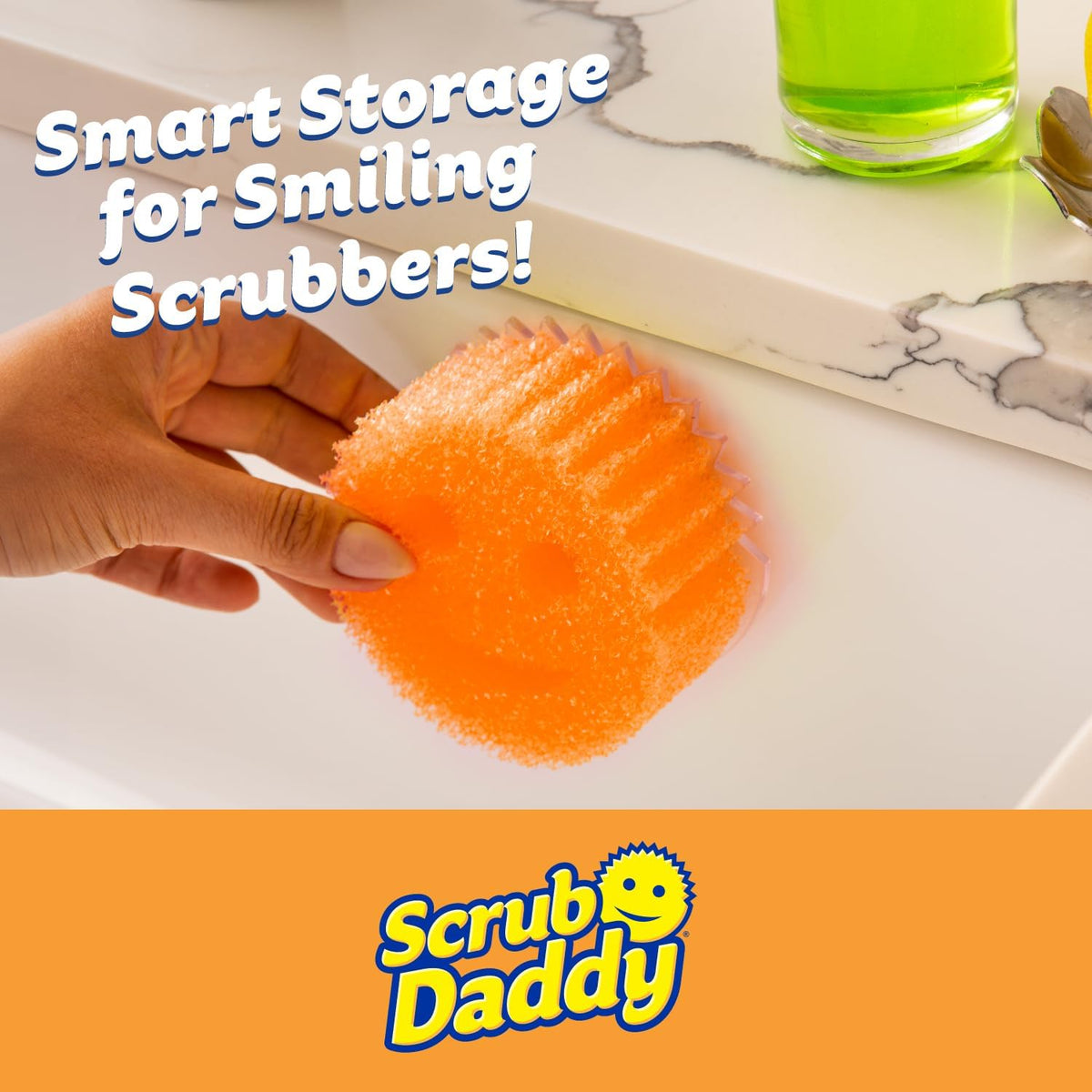 Scrub Daddy 6 Kitchen Sponges & 1 Daddy Caddy Dish Sponge Holder - BPA Free & Made with Polymer