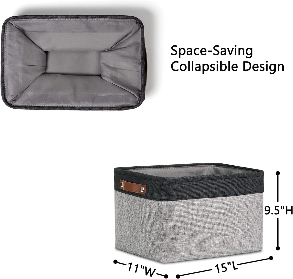 DULLEMELO Fabric Baskets for Storage, Rectangular Fabric Storage Bins Collapsible, Perfect for