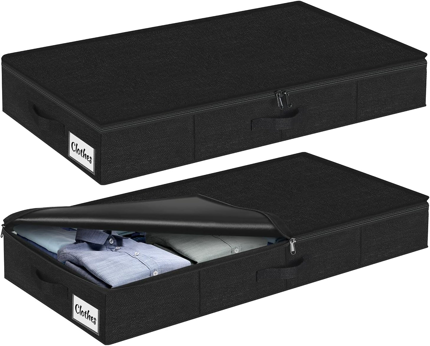 Under Bed Storage Container Bins 2 Pack, 4.5 Inch Slim Low Profile Underbed Clothes Storage