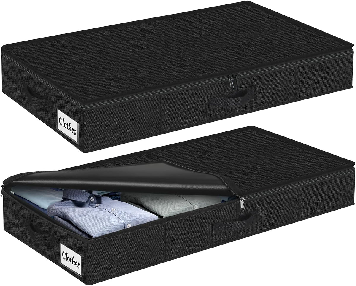 Under Bed Storage Container Bins 2 Pack, 4.5 Inch Slim Low Profile Underbed Clothes Storage