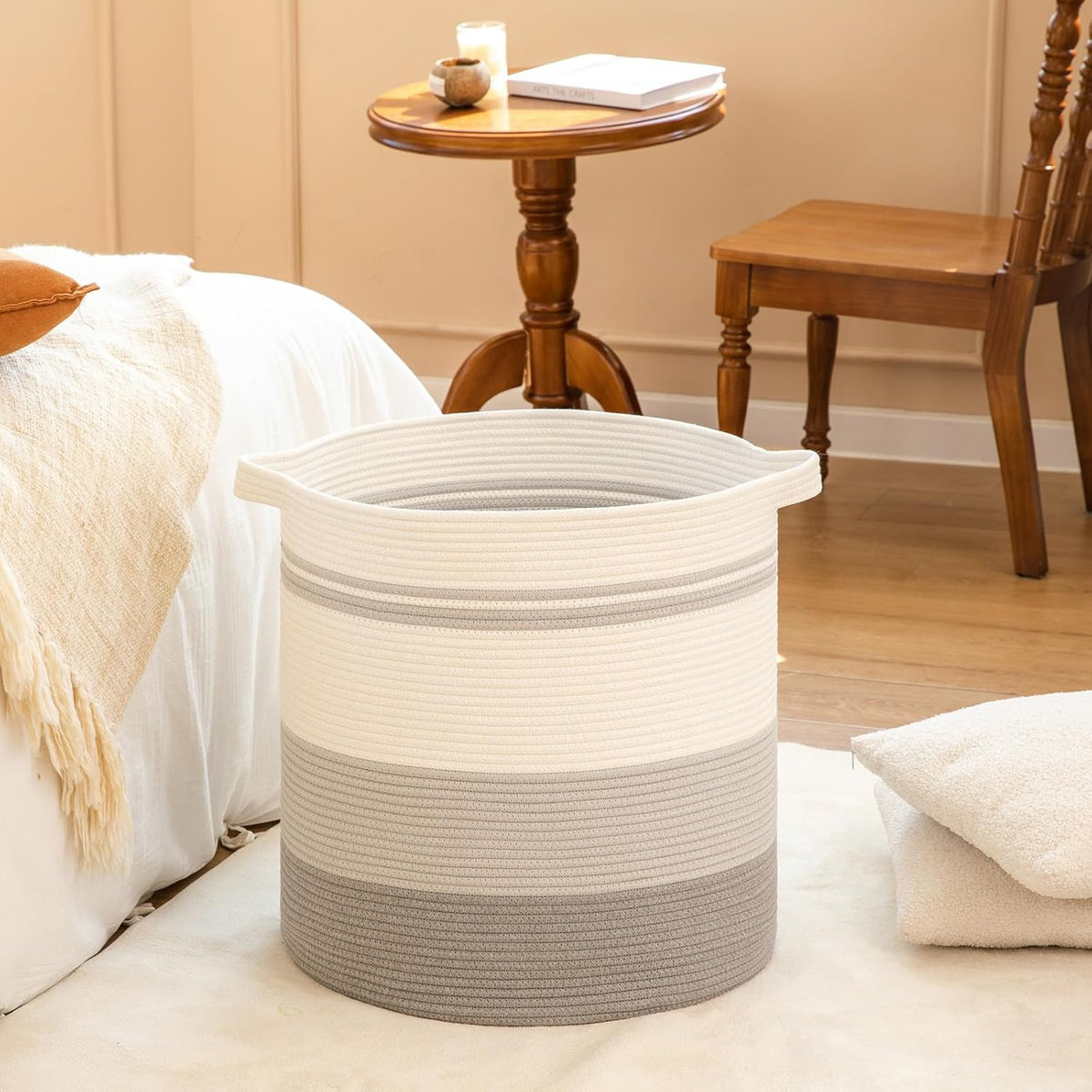 OIAHOMY 80L Laundry Hamper with Handles,Decorative Basket for Living room,Woven Storage Basket for