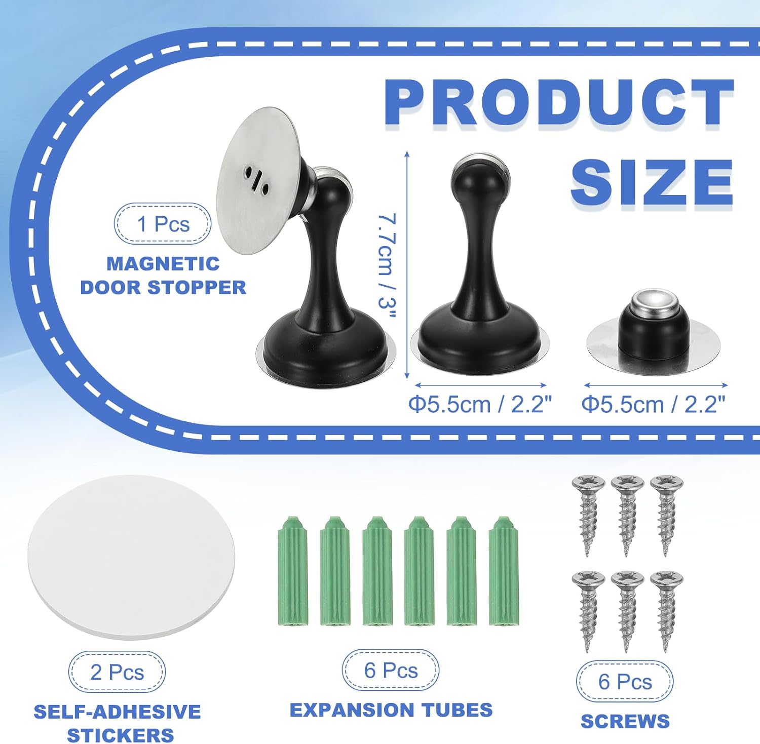 uxcell Magnetic Door Stopper, Stainless Steel Heavy Duty Door Holder, No Drilling Doors Knob Wall