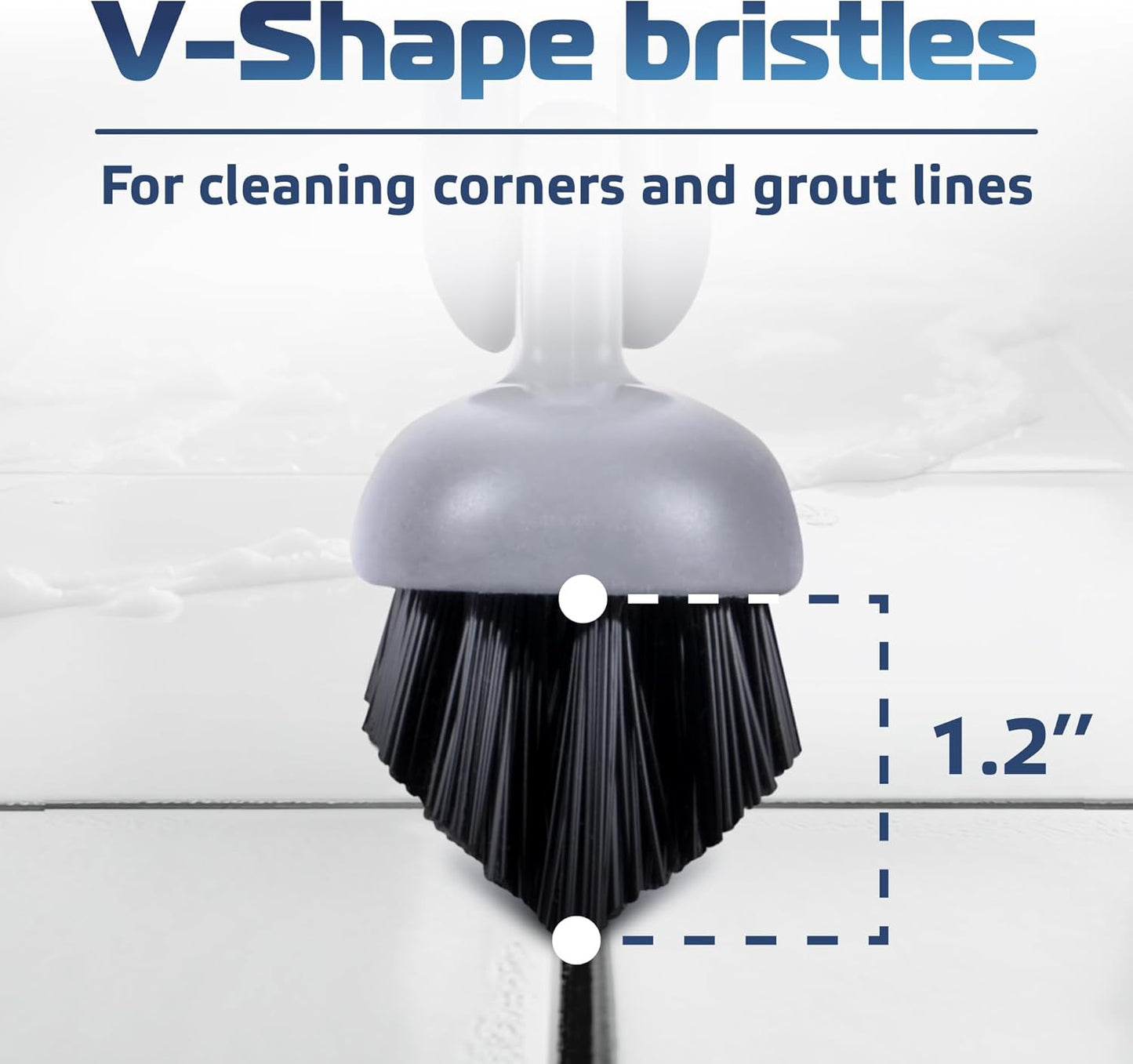 DSV Standard Grout Scrub Brush with Long Handle, 50'' Tile Grout Scrubber, V-Shape Crevice Cleaning