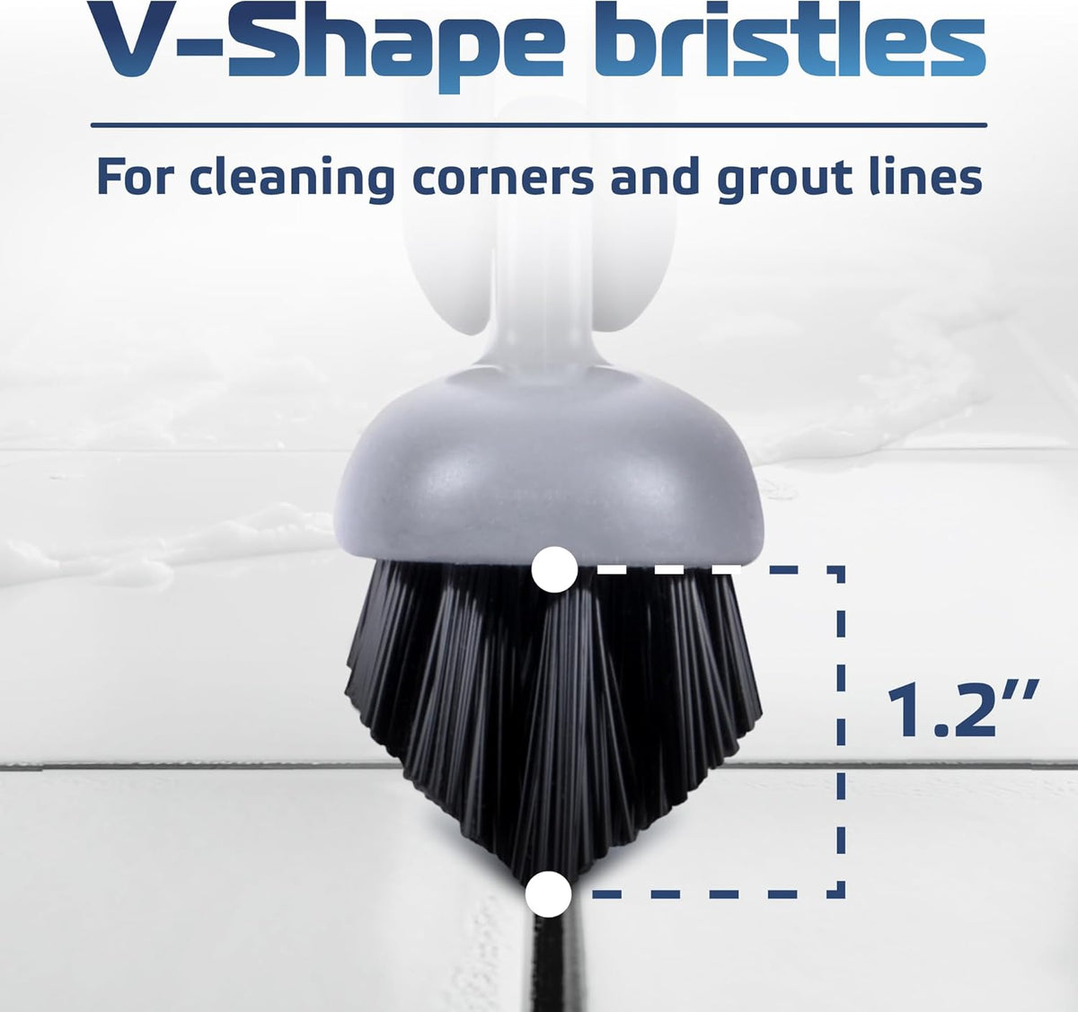 DSV Standard Grout Scrub Brush with Long Handle, 50'' Tile Grout Scrubber, V-Shape Crevice Cleaning