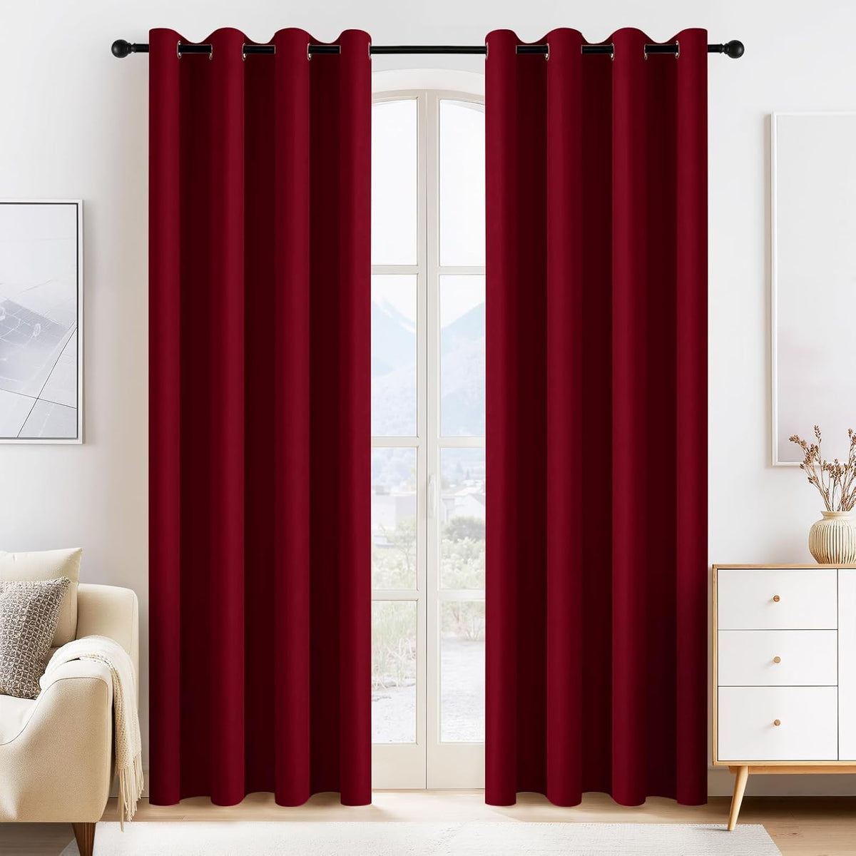 PONY DANCE Blackout Curtains for Bedroom - Double Pieces Thermal Insulated Drapes Noise Reducing