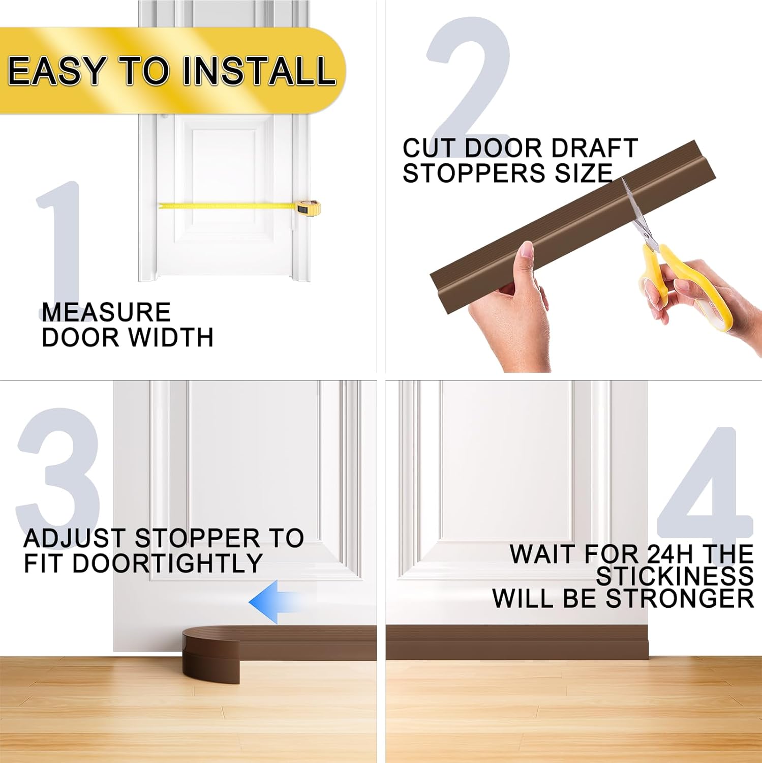 Door Draft Stopper,Door Sweep for Bottom of Doors,Weather Stripping Seal Draft Guard Blocker Noise