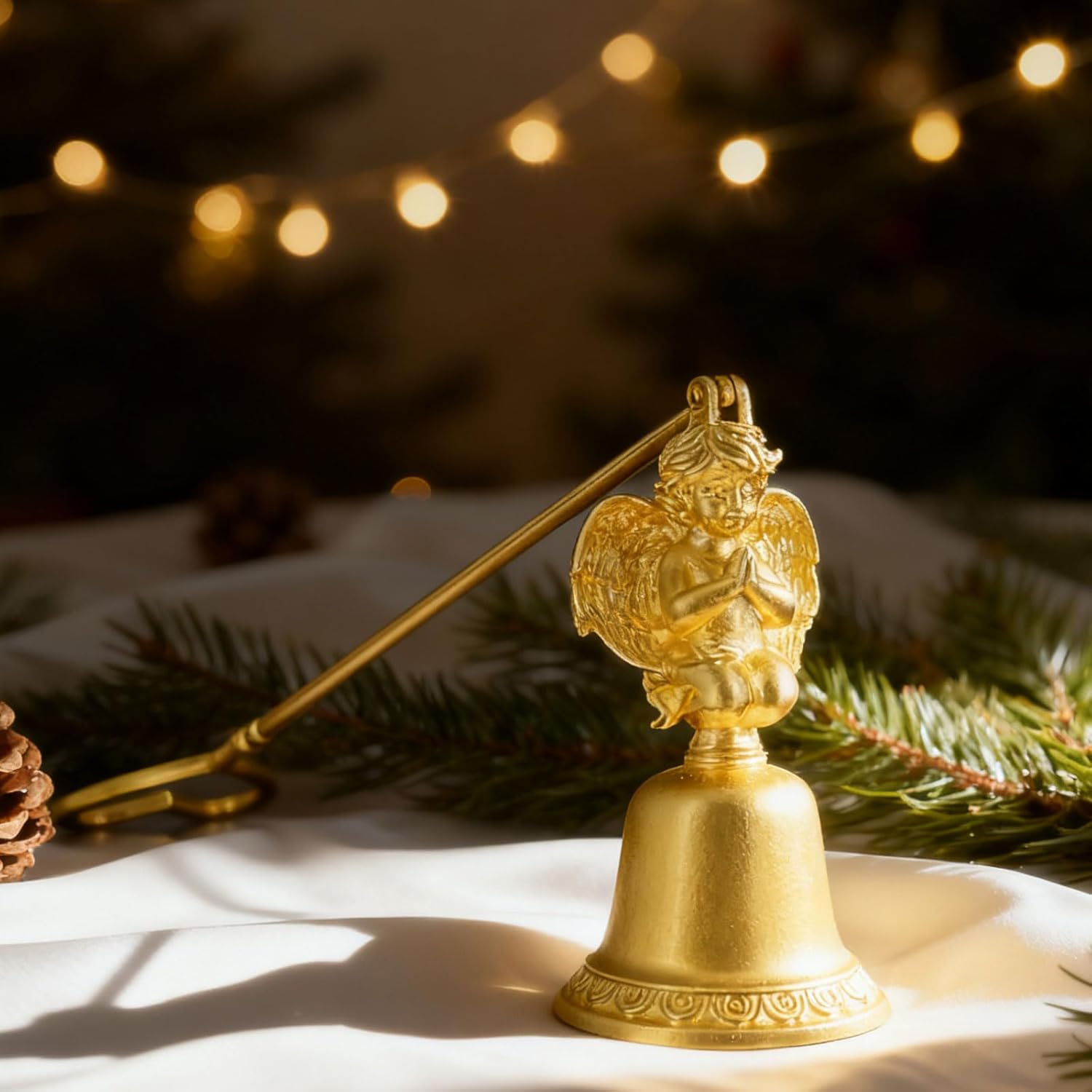 Golden Angel Candle Snuffer, Metal Candle Extinguisher with Praying Angel Design, Ideal for Home