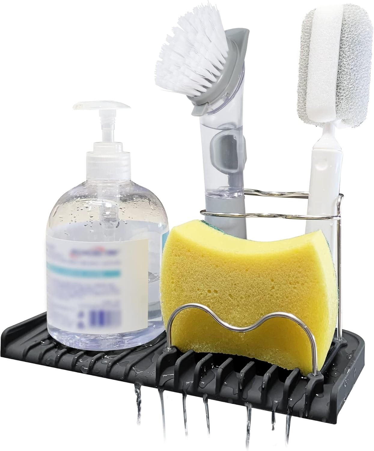 Gosmol Silicone Sponge Holder Rack Dish Soap Holder for Kitchen Counter, Waterproof Sponge Soap