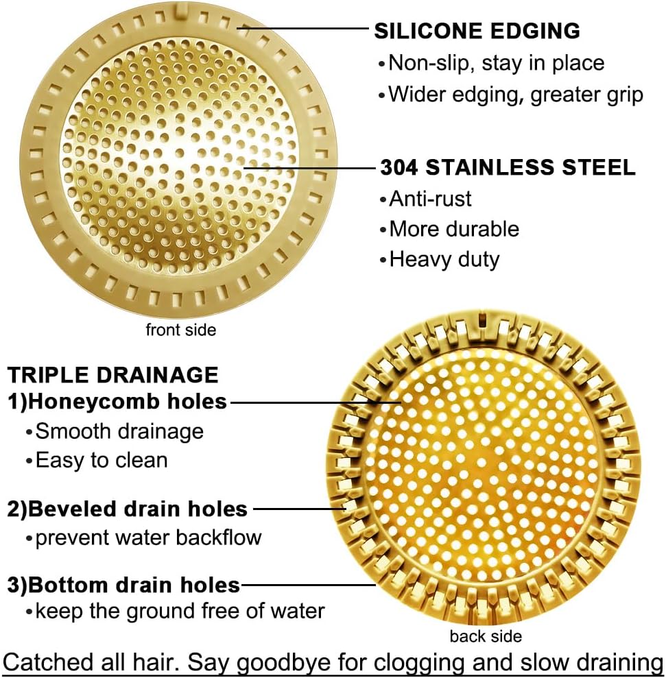 2PCS Hair Catcher Shower Drain/Strainer/Cover/Filter/Trap, Bathtub Drain Cover Hair Catcher, Hair