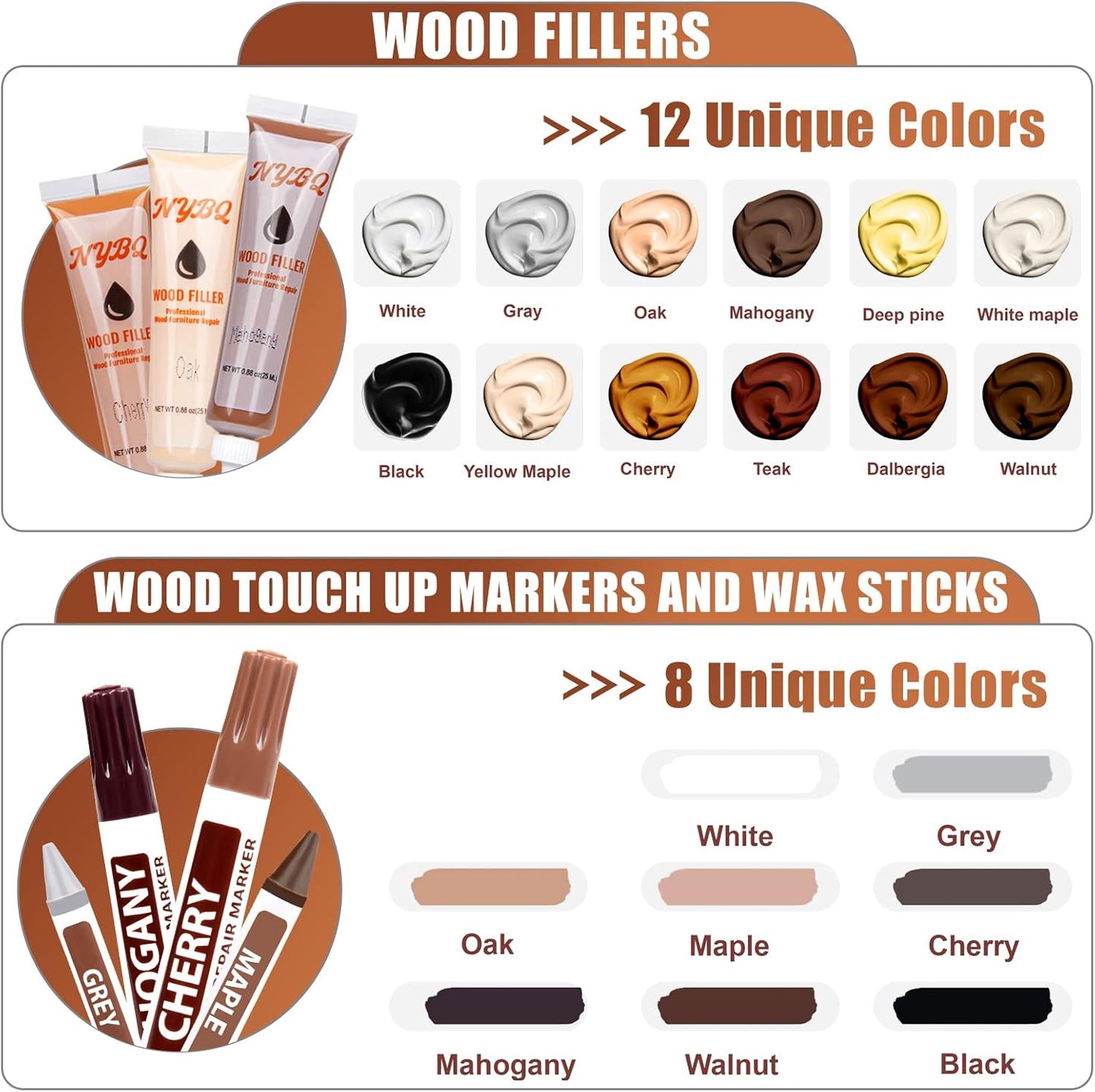 Wood Furniture Repair Kit- Set of 41 Laminate Vinyl Floor Repair Kit Wood Fillers,Floor Scratch