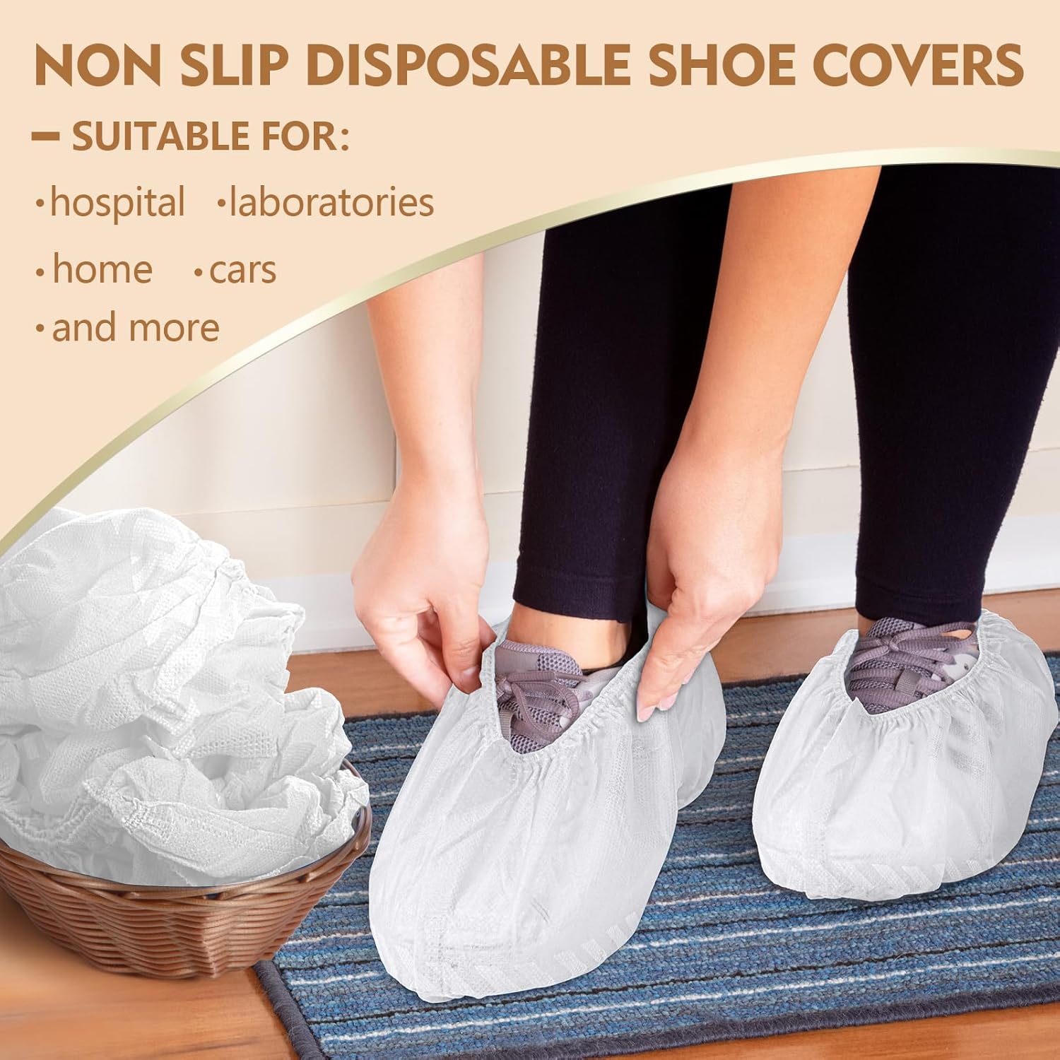 Zhanmai 300 Pack Disposable Shoe Covers Non Slip Disposable Large Foot Booties Shoe Covers for