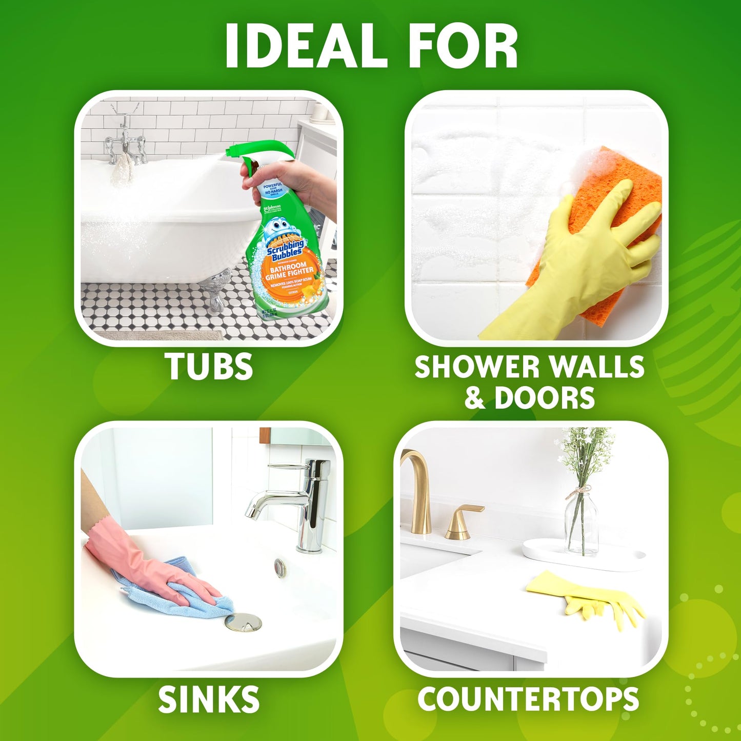 Scrubbing Bubbles Bathroom and Shower Cleaner Disinfectant Spray, Bathroom Grime Fighter, Citrus